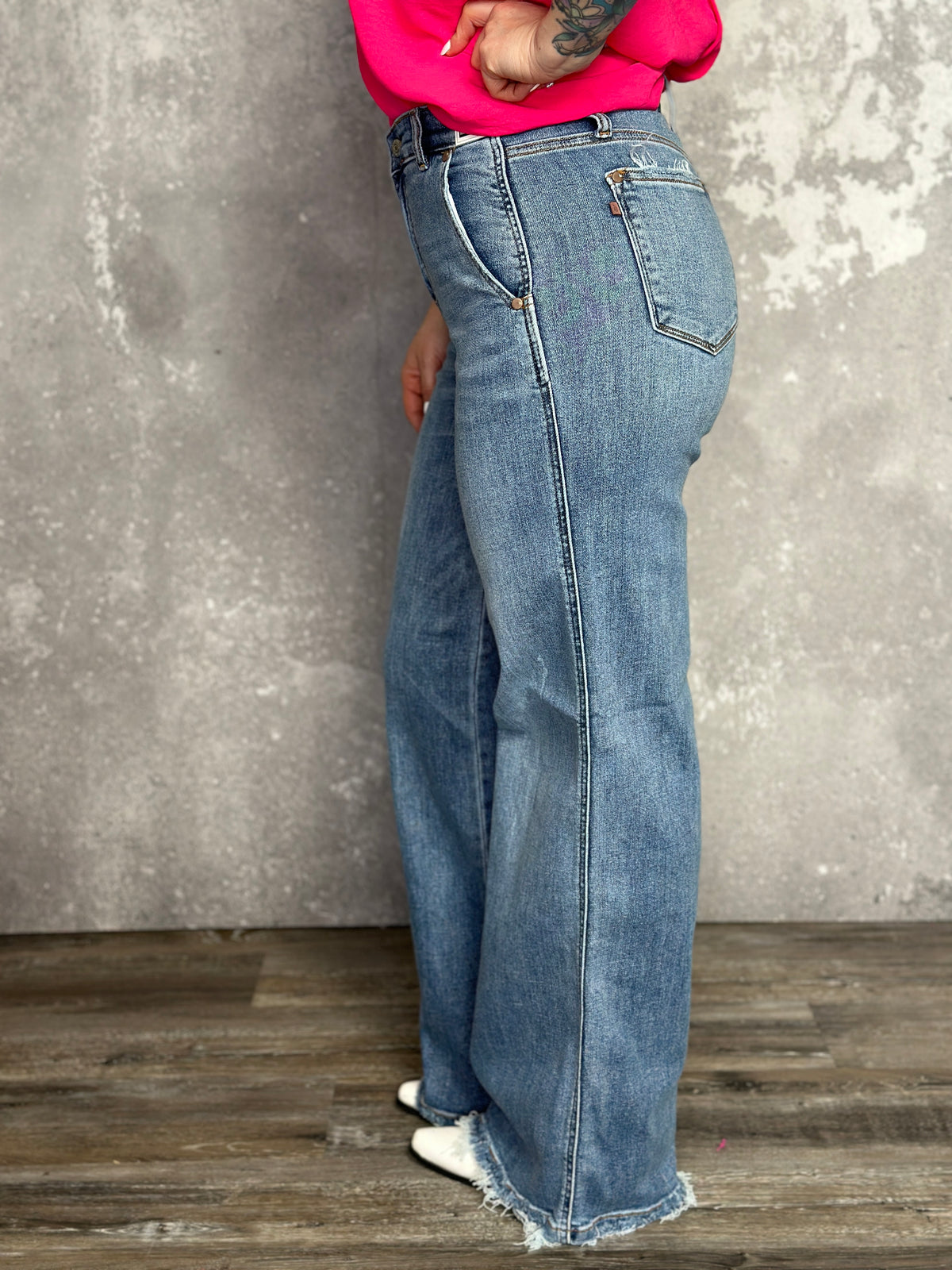 Judy Blue Retro Wide Leg Jean with Trouser Pocket (sizes 0/24-24W)