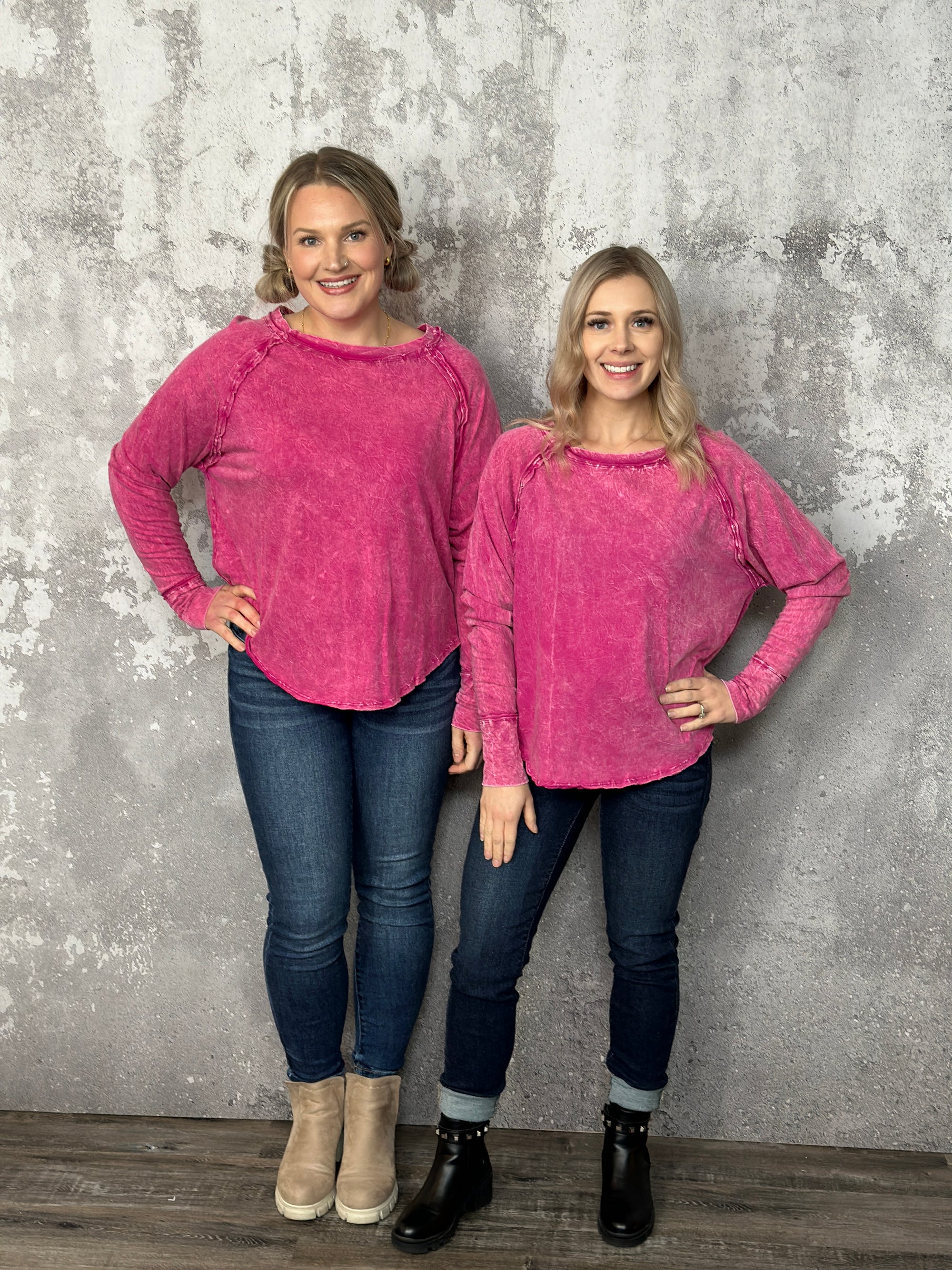 Doorcrasher - Vintage Wash Long Sleeve - Magenta - Final Sale