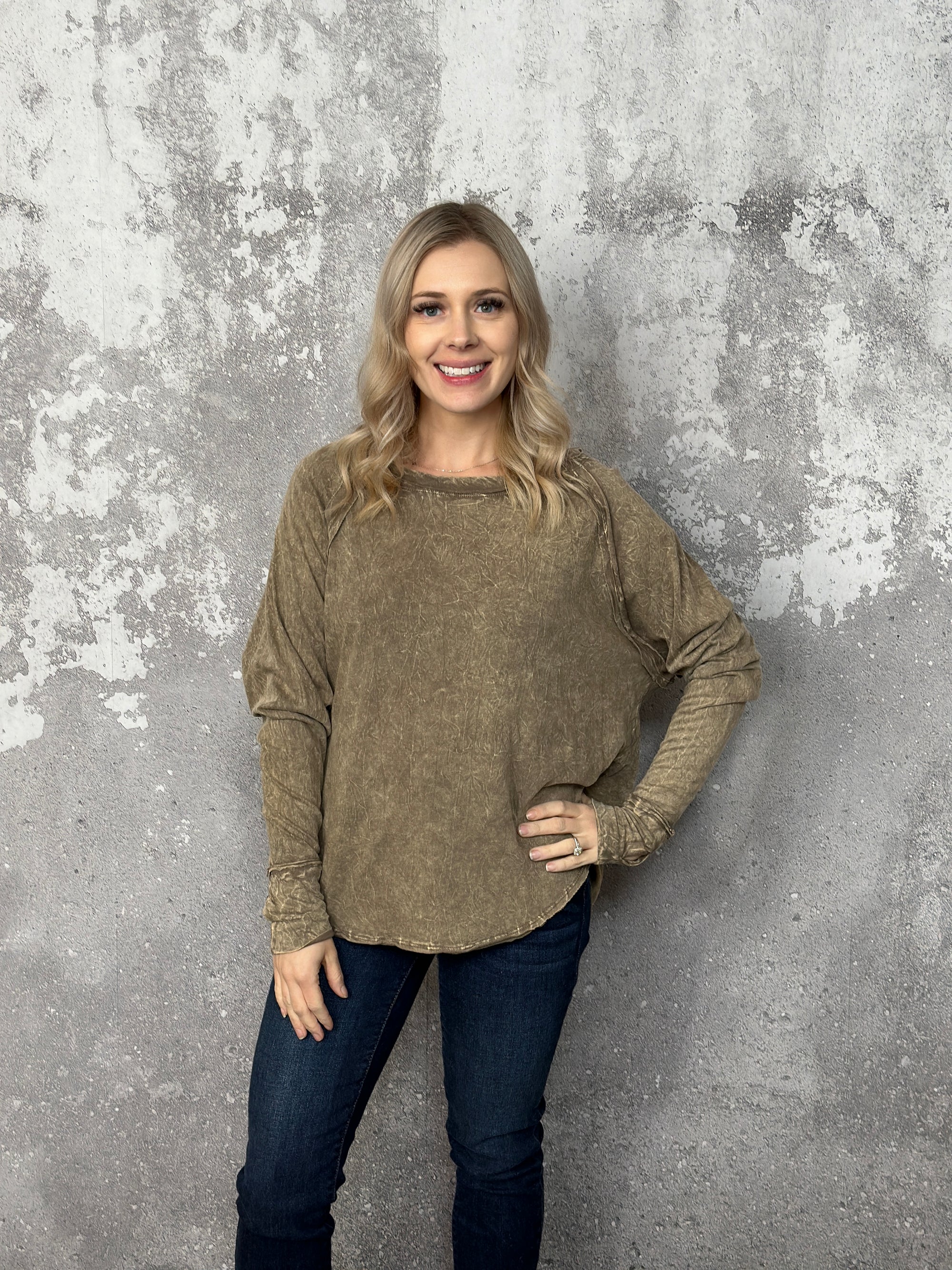 Doorcrasher - Vintage Wash Long Sleeve - Mocha - Final Sale