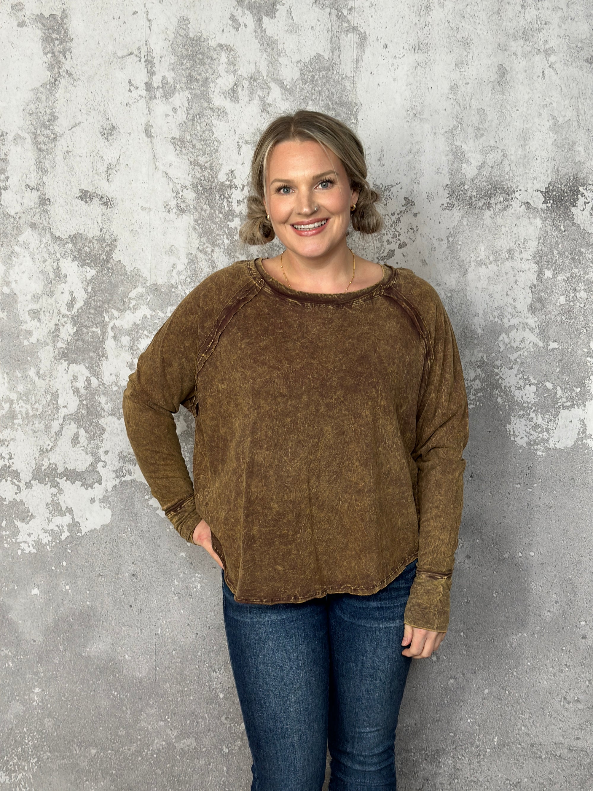Doorcrasher - Vintage Wash Long Sleeve - Vintage Brown - Final Sale