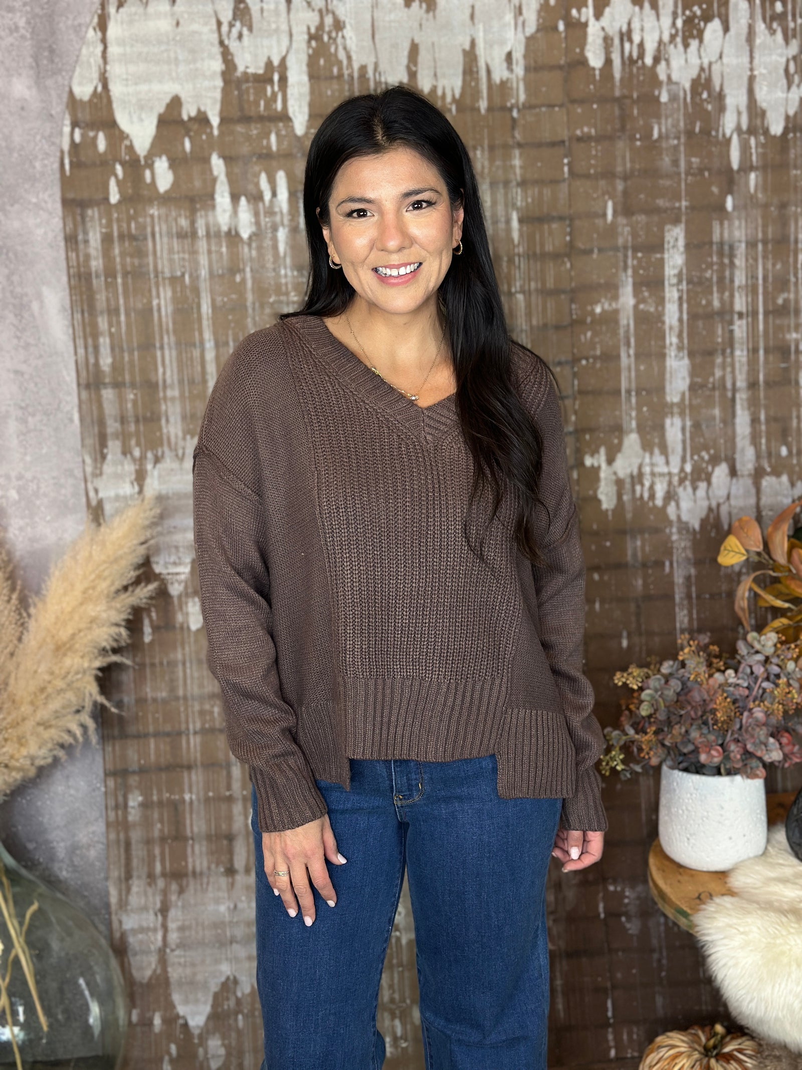 Cafe Mocha Vneck Sweater