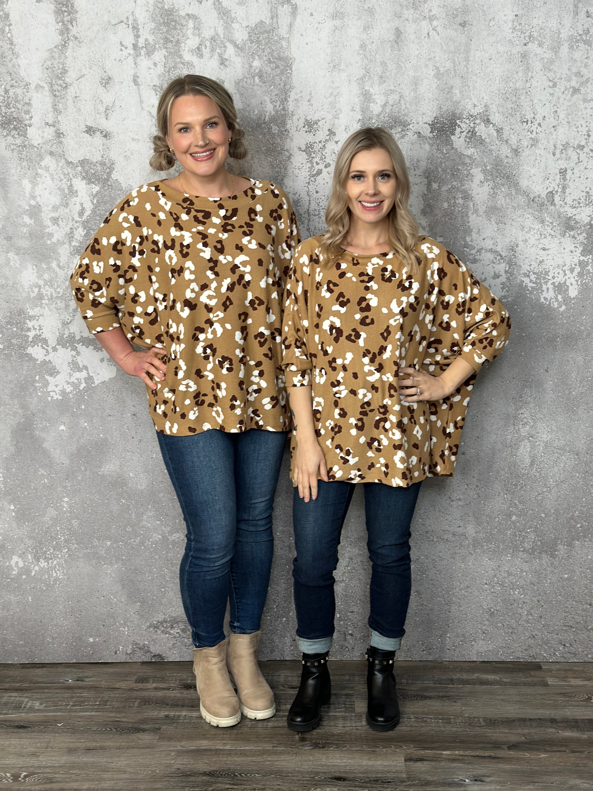 Doorcrasher - 3/4 Sleeve Mustard Leopard Top (Small - 3X) - FINAL SALE