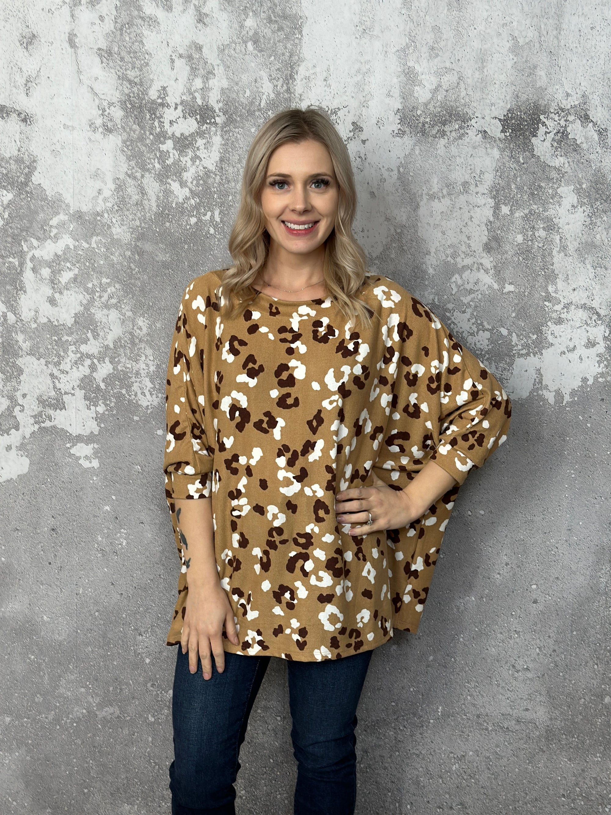 Doorcrasher - 3/4 Sleeve Mustard Leopard Top (Small - 3X) - FINAL SALE