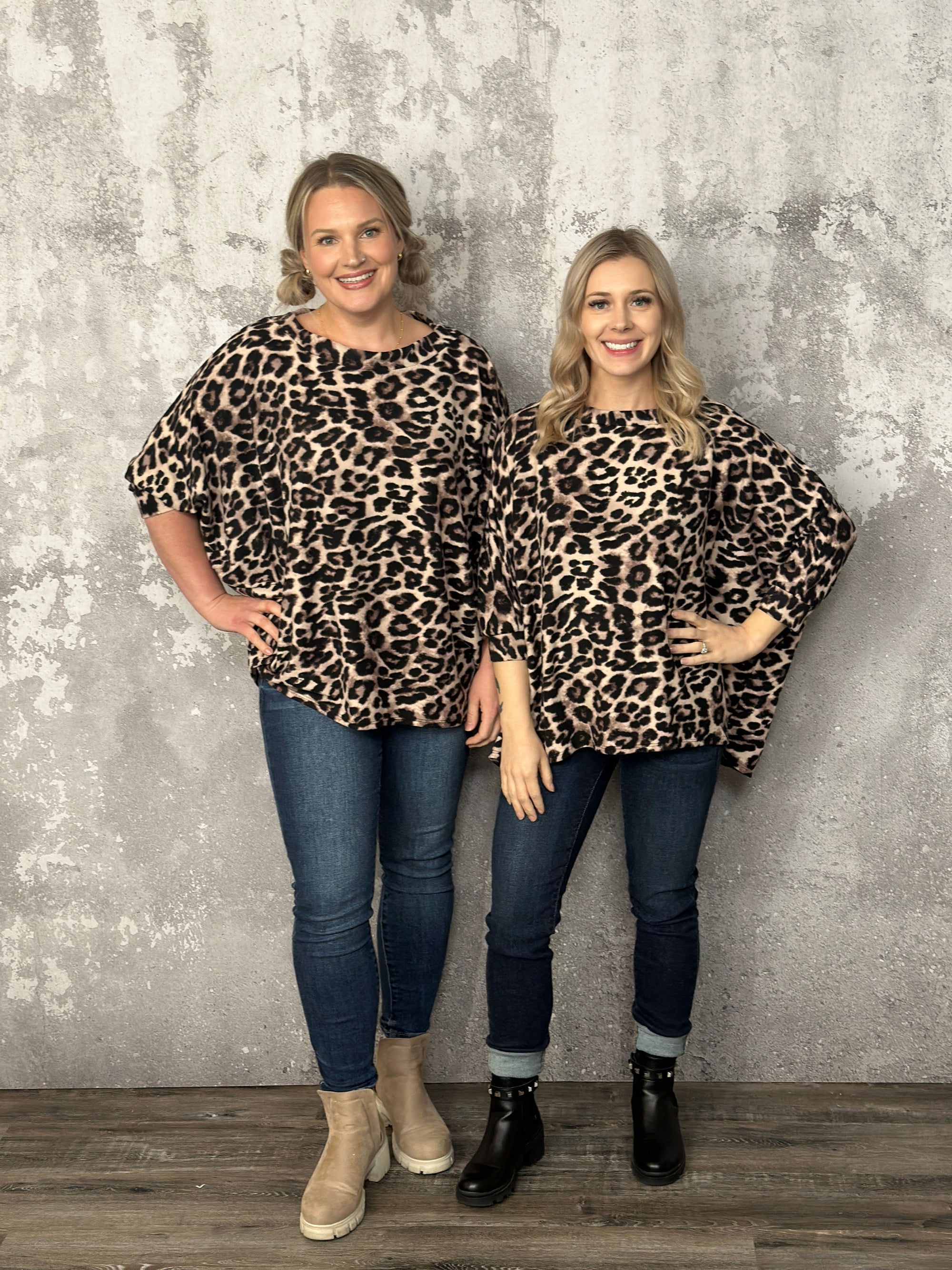 Doorcrasher - 3/4 Sleeve Soft Brushed Leopard Top (Small - 3X) - FINAL SALE