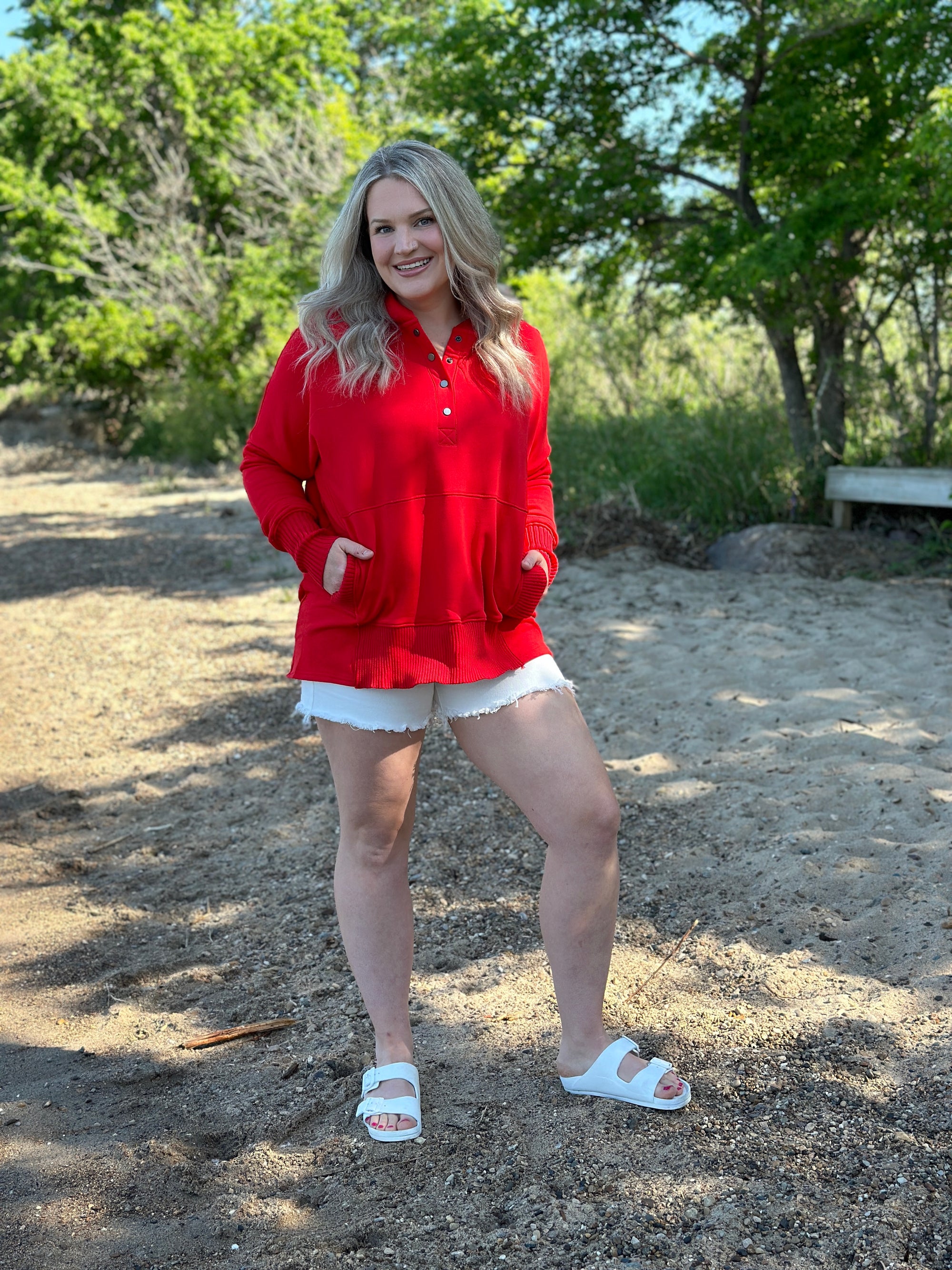 Relaxed Fit Snap Hoodie - Canada Red-(LARGE LEFT)