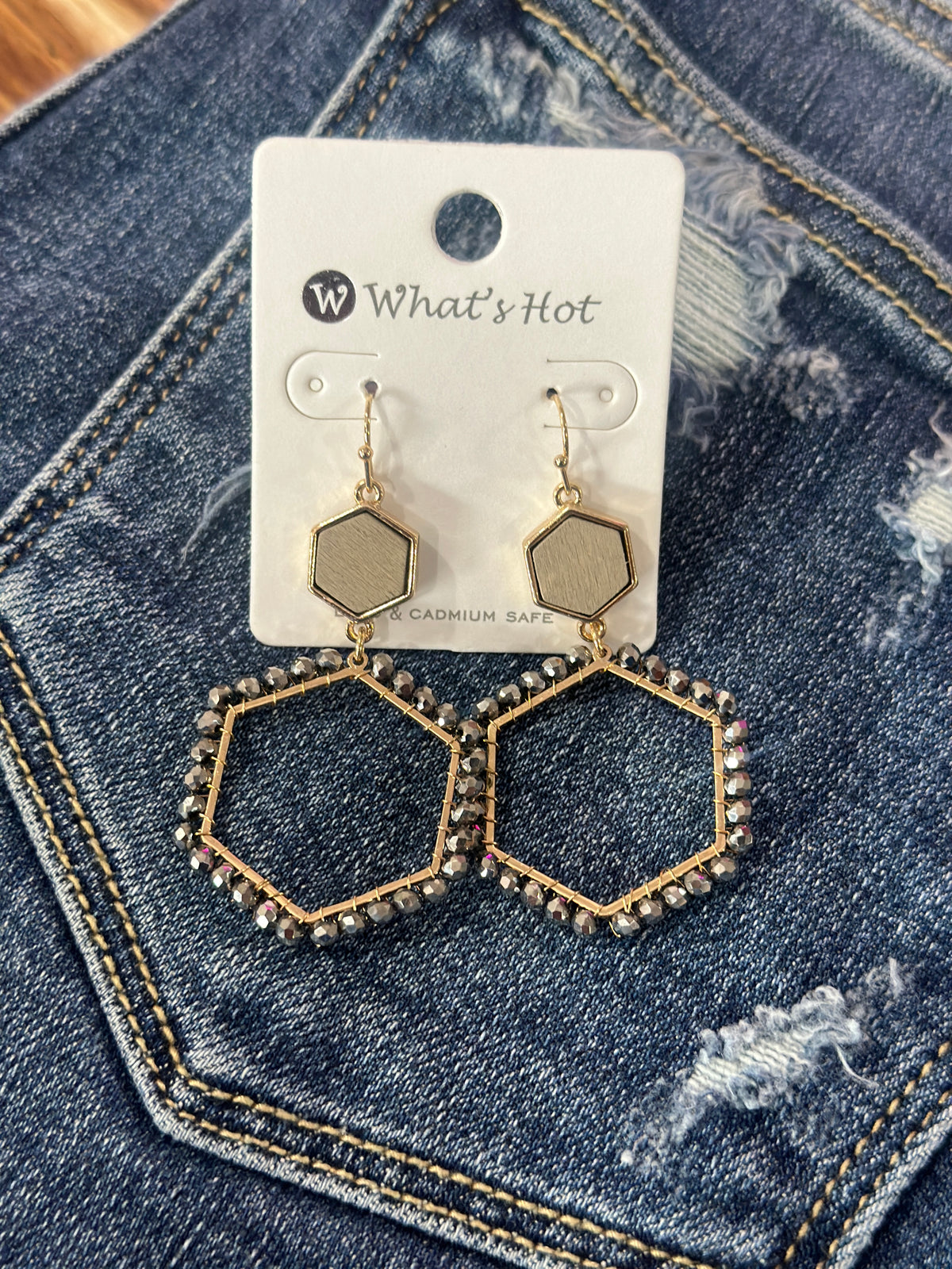 Hexagon Earring - Mocha
