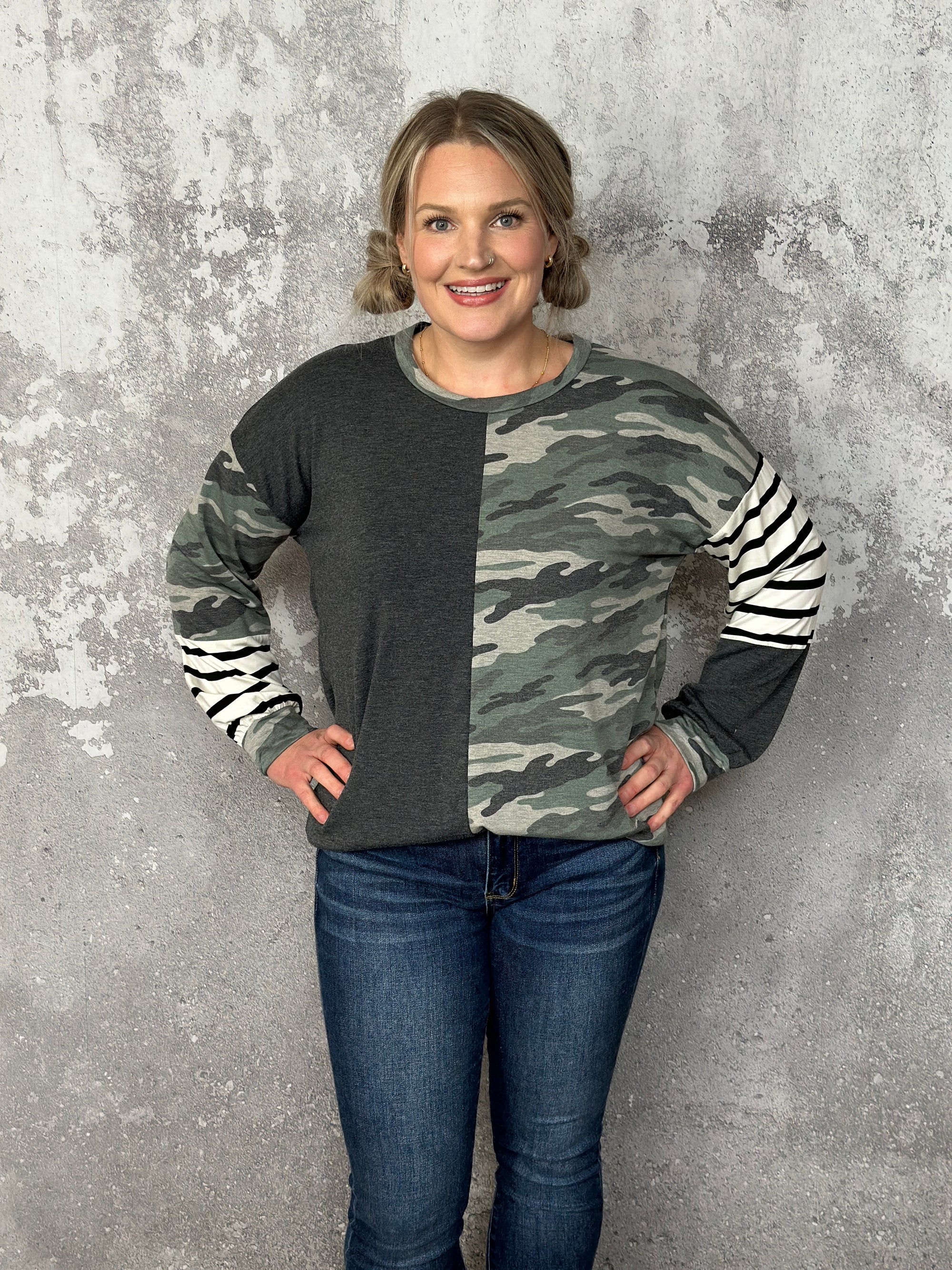 Doorcrasher - Camo/Stripe Long Sleeve  - FINAL SALE