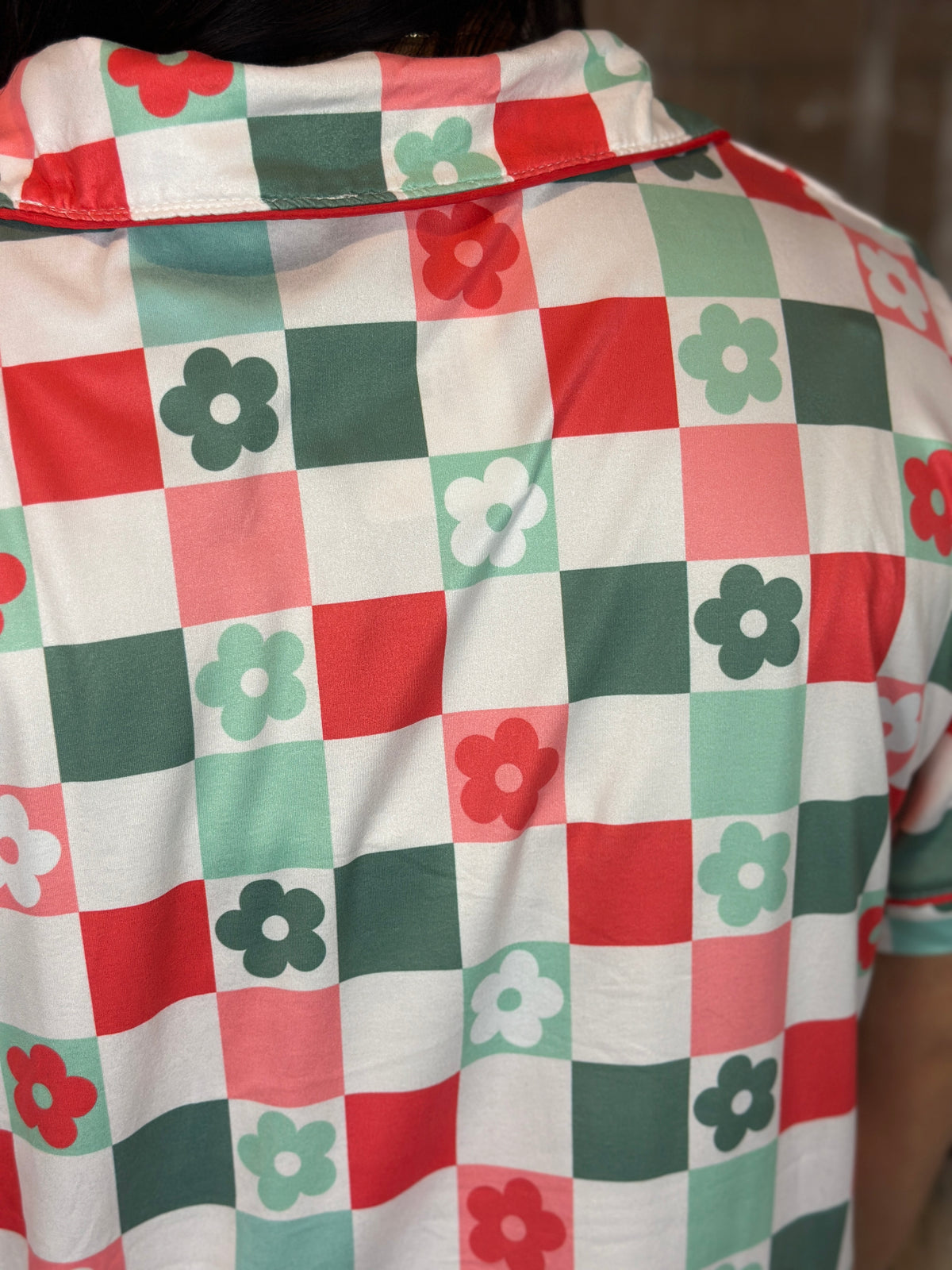 Shirley Button Down Lounge Set - Christmas Check (Small - 3X)