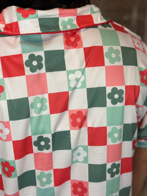 Shirley Button Down Lounge Set - Christmas Check (Small - 3X)