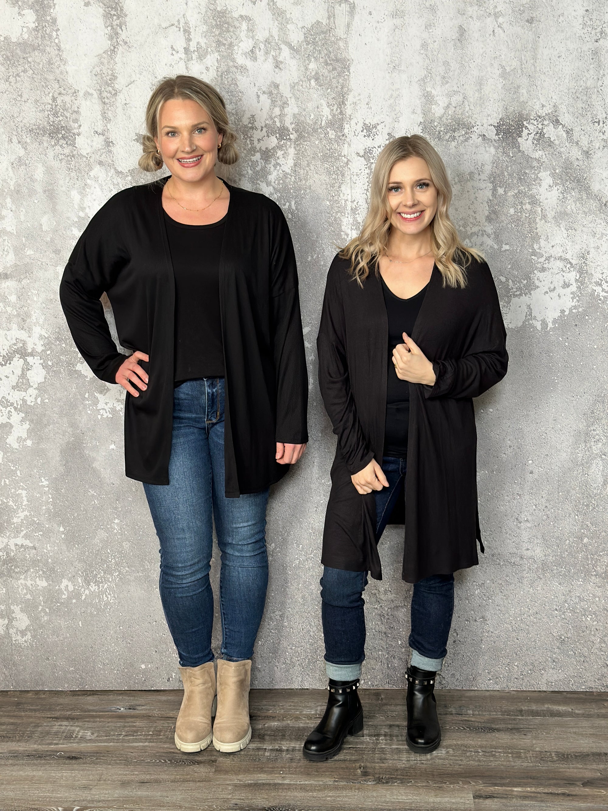 Doorcrasher - Basic Ribbed Cardigan - Black (Small - 3X) - FINAL SALE