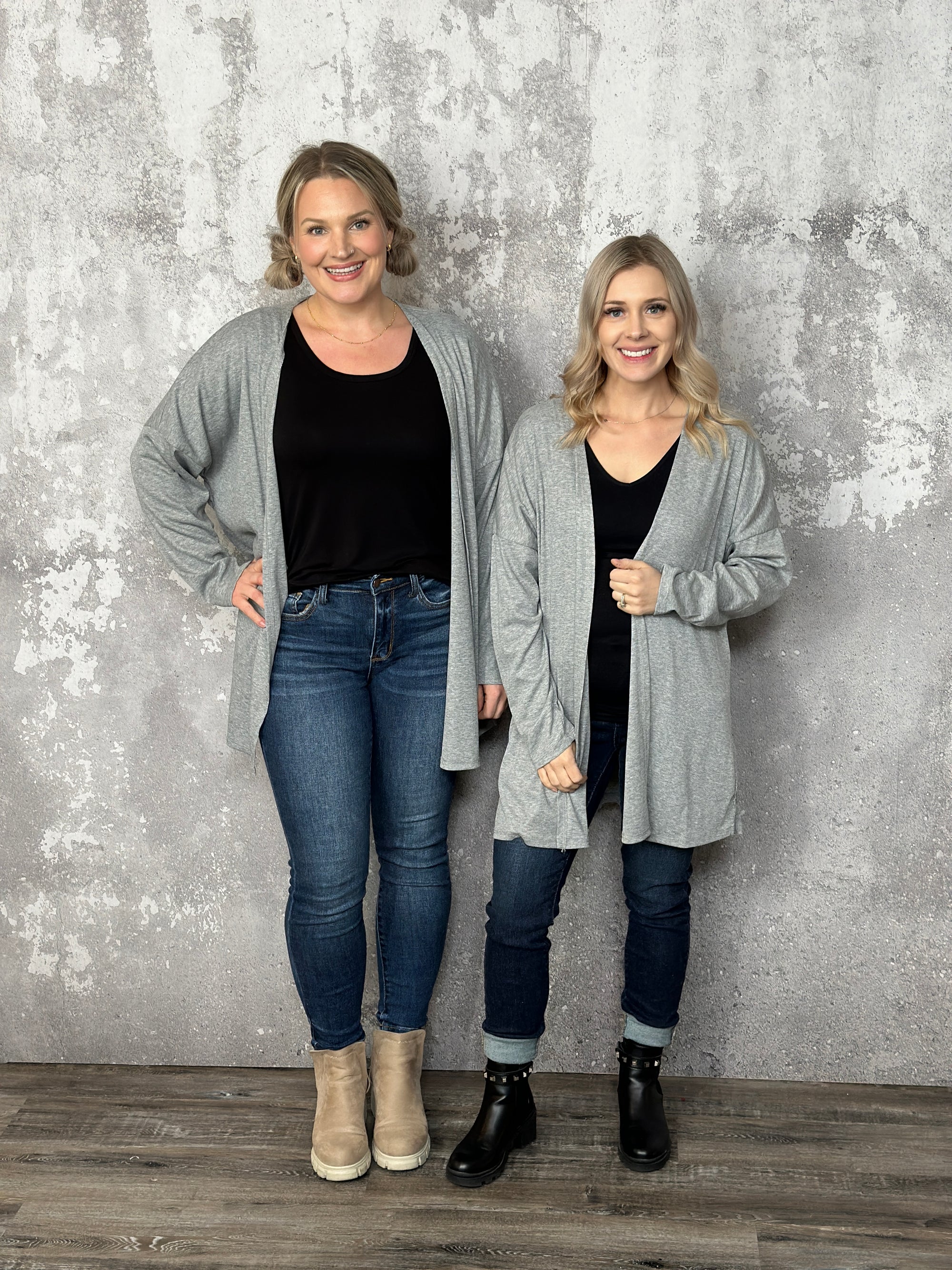 Doorcrasher - Basic Ribbed Cardigan - Grey (Small - 3X) - FINAL SALE