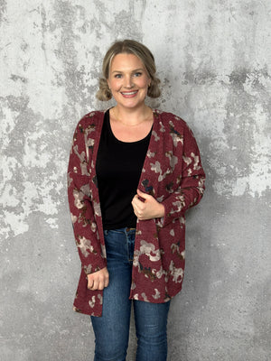 Doorcrasher - Pattern Cardigan - Burgundy (Small - 3X) - FINAL SALE