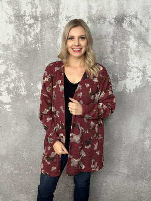 Doorcrasher - Pattern Cardigan - Burgundy (Small - 3X) - FINAL SALE