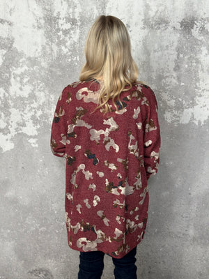 Doorcrasher - Pattern Cardigan - Burgundy (Small - 3X) - FINAL SALE