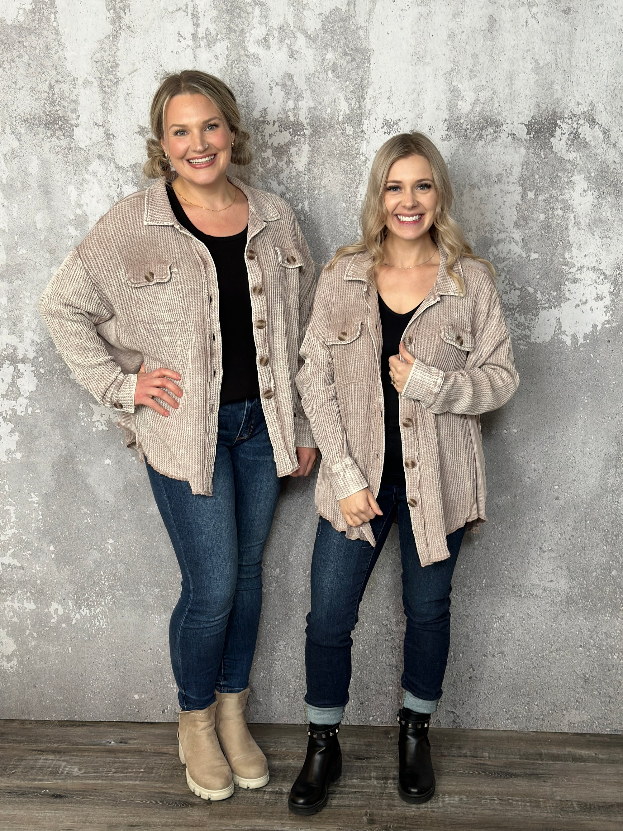 Doorcrasher - Waffle Button Shacket - Sand - Final Sale