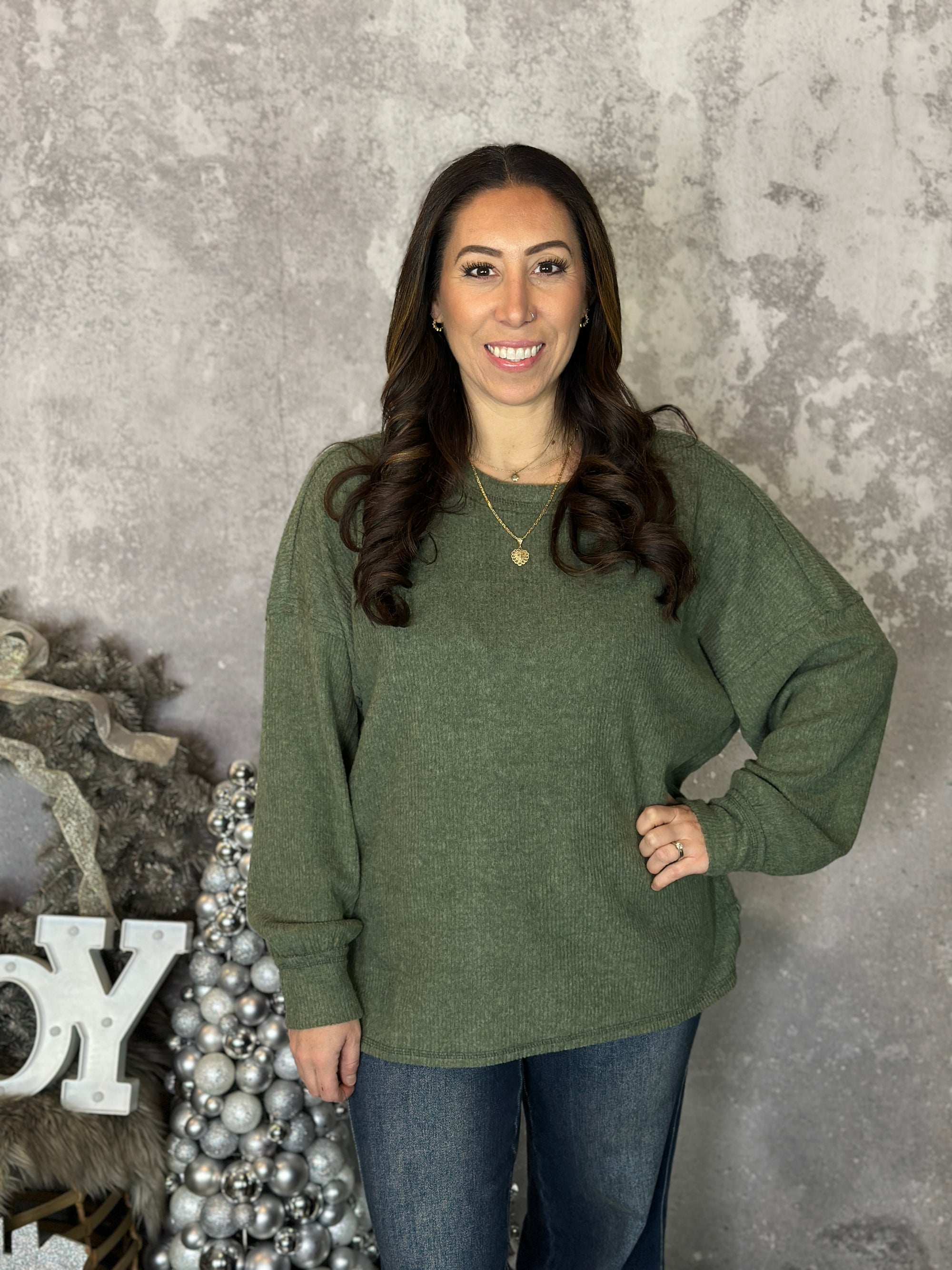 DOORCRASHER - Ribbed Hacci Long Sleeve - Olive (Small - 3X) - FINAL SALE