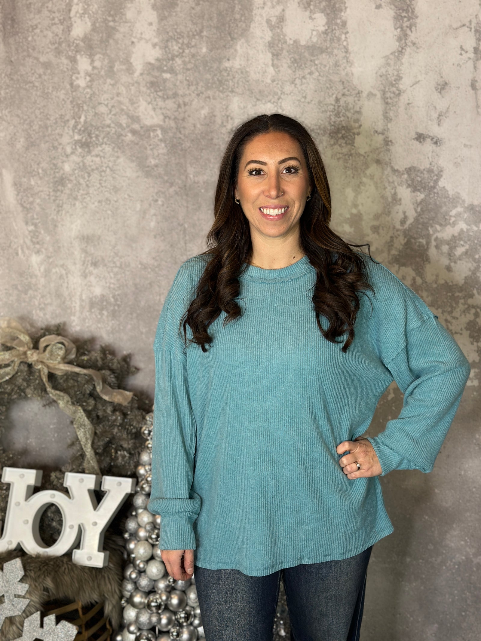 DOORCRASHER - Ribbed Hacci Long Sleeve - Teal (Small - 3X) - FINAL SALE