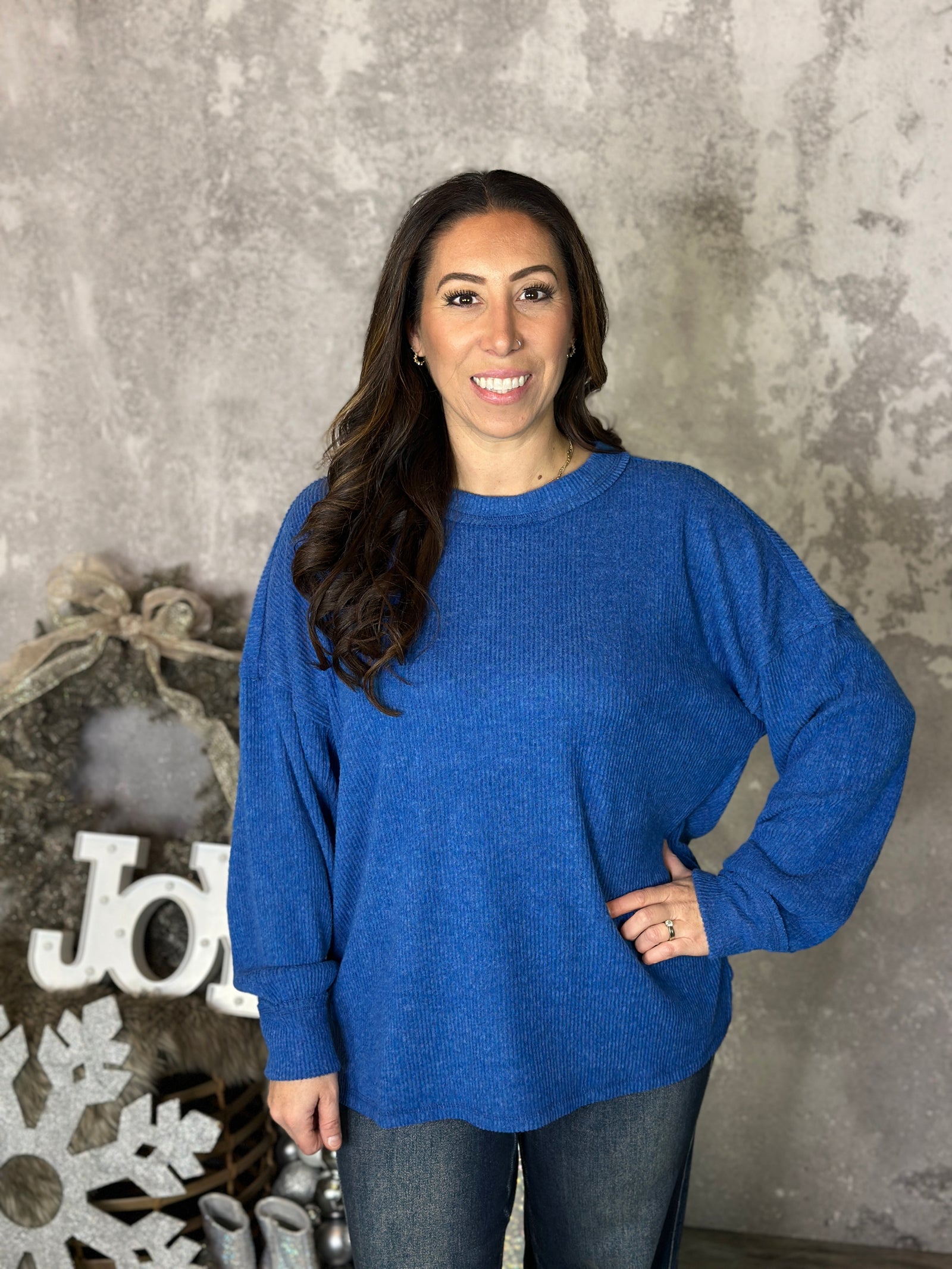 DOORCRASHER - Ribbed Hacci Long Sleeve - Navy (Small - 3X) - FINAL SALE