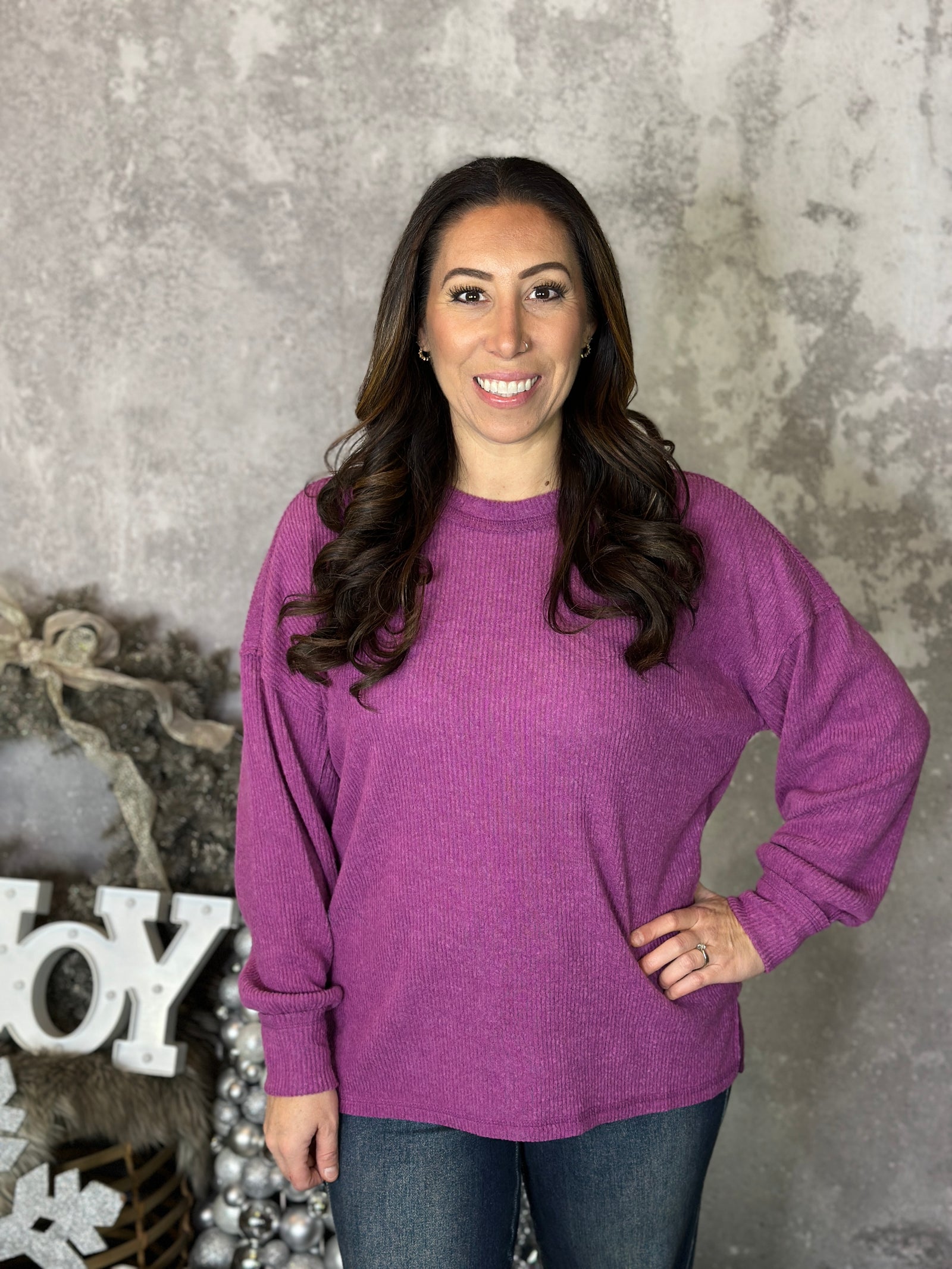 DOORCRASHER - Ribbed Hacci Long Sleeve - Plum (Small - 3X) - FINAL SALE