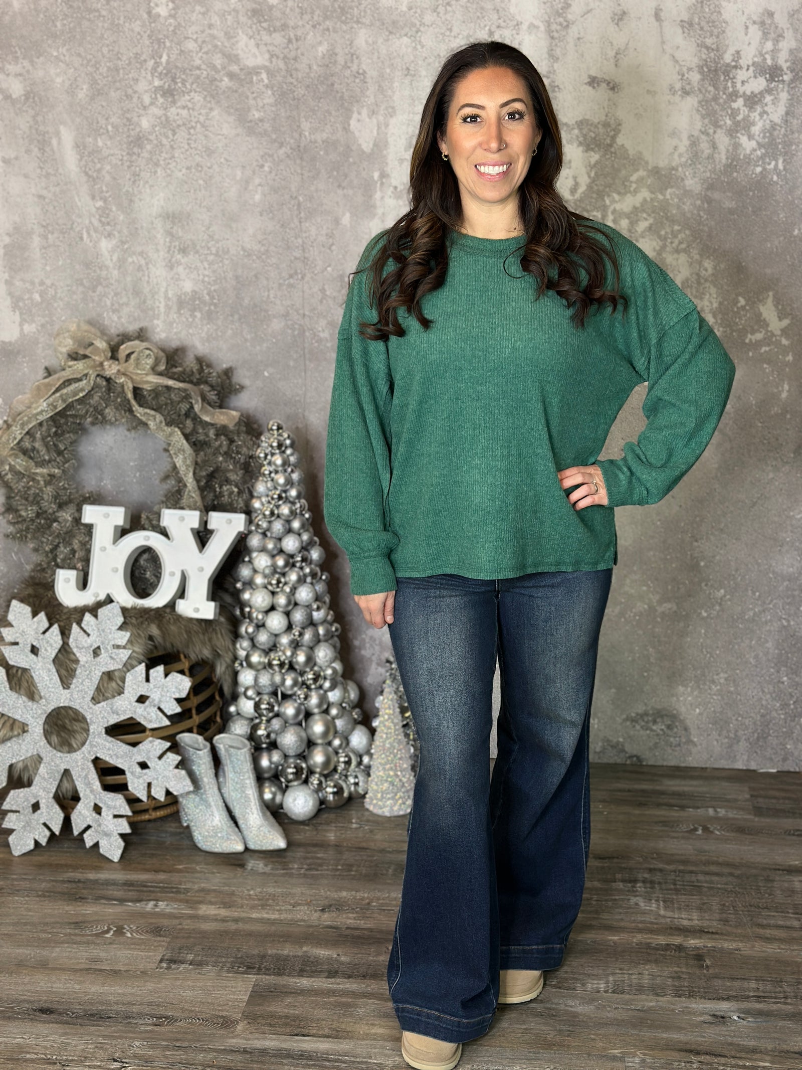 DOORCRASHER - Ribbed Hacci Long Sleeve - Green (Small - 3X) - FINAL SALE