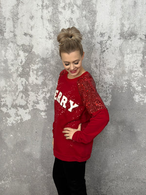 Merry Sequin Bleach Splatter Sweater (Small - 3X)