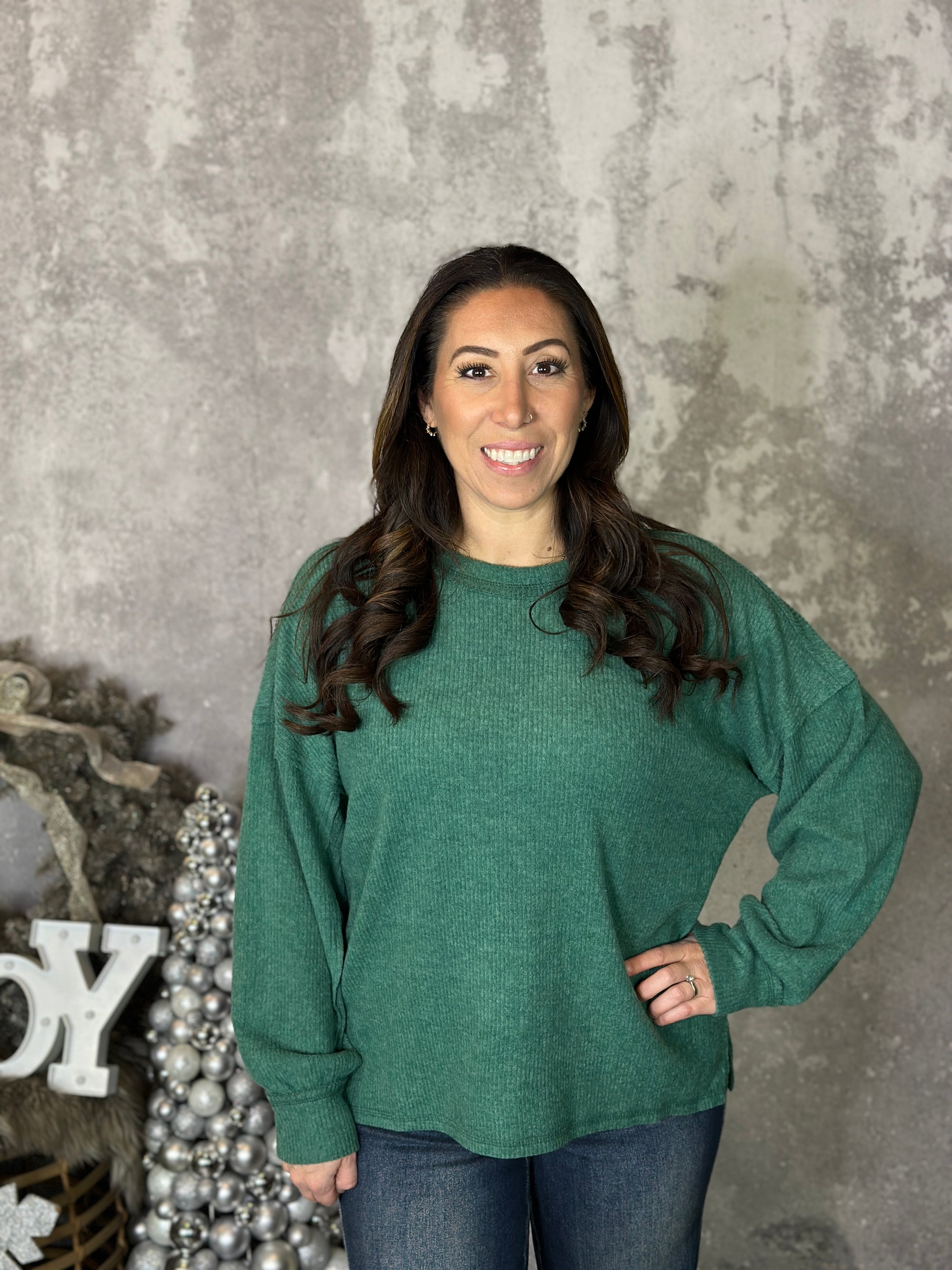 DOORCRASHER - Ribbed Hacci Long Sleeve - Green (Small - 3X) - FINAL SALE