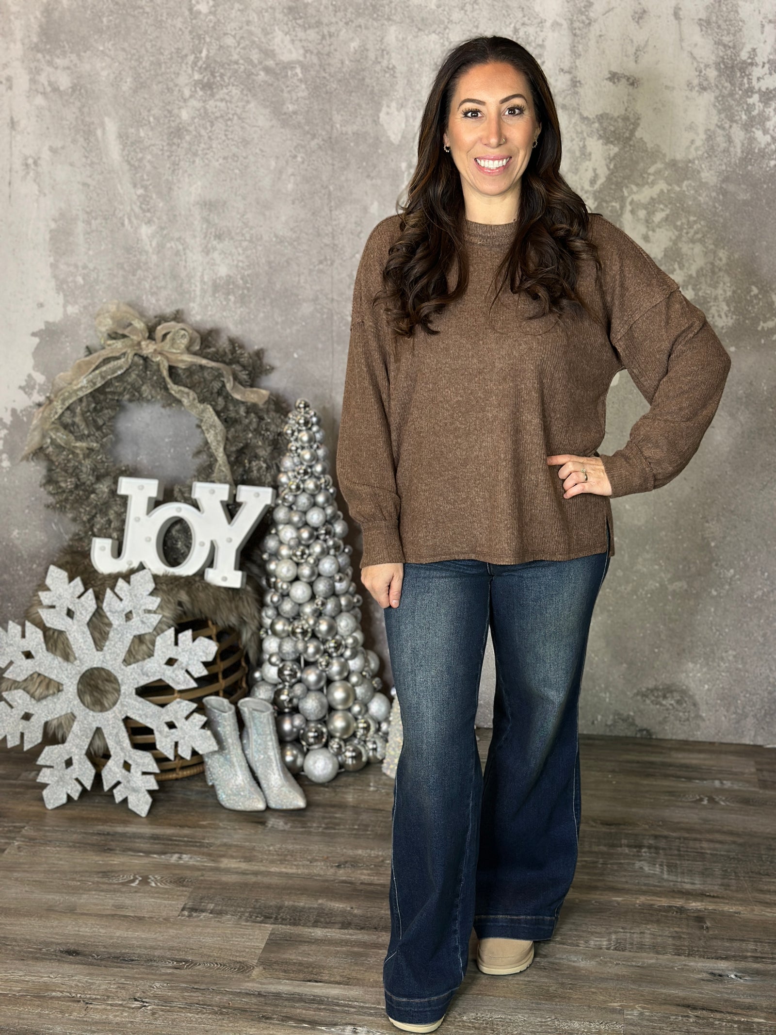 DOORCRASHER - Ribbed Hacci Long Sleeve - Brown (Small - 3X) - FINAL SALE