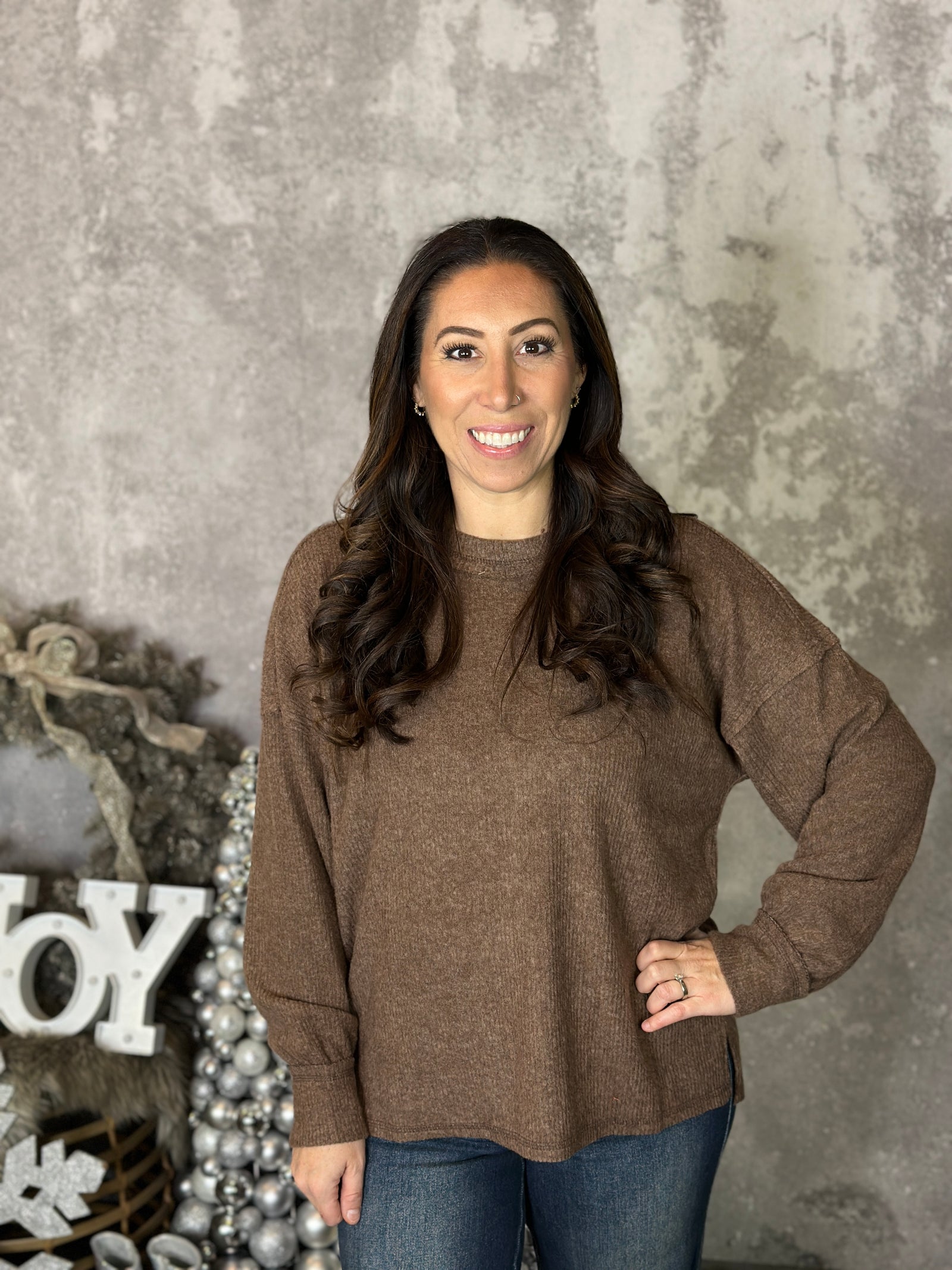 DOORCRASHER - Ribbed Hacci Long Sleeve - Brown (Small - 3X) - FINAL SALE