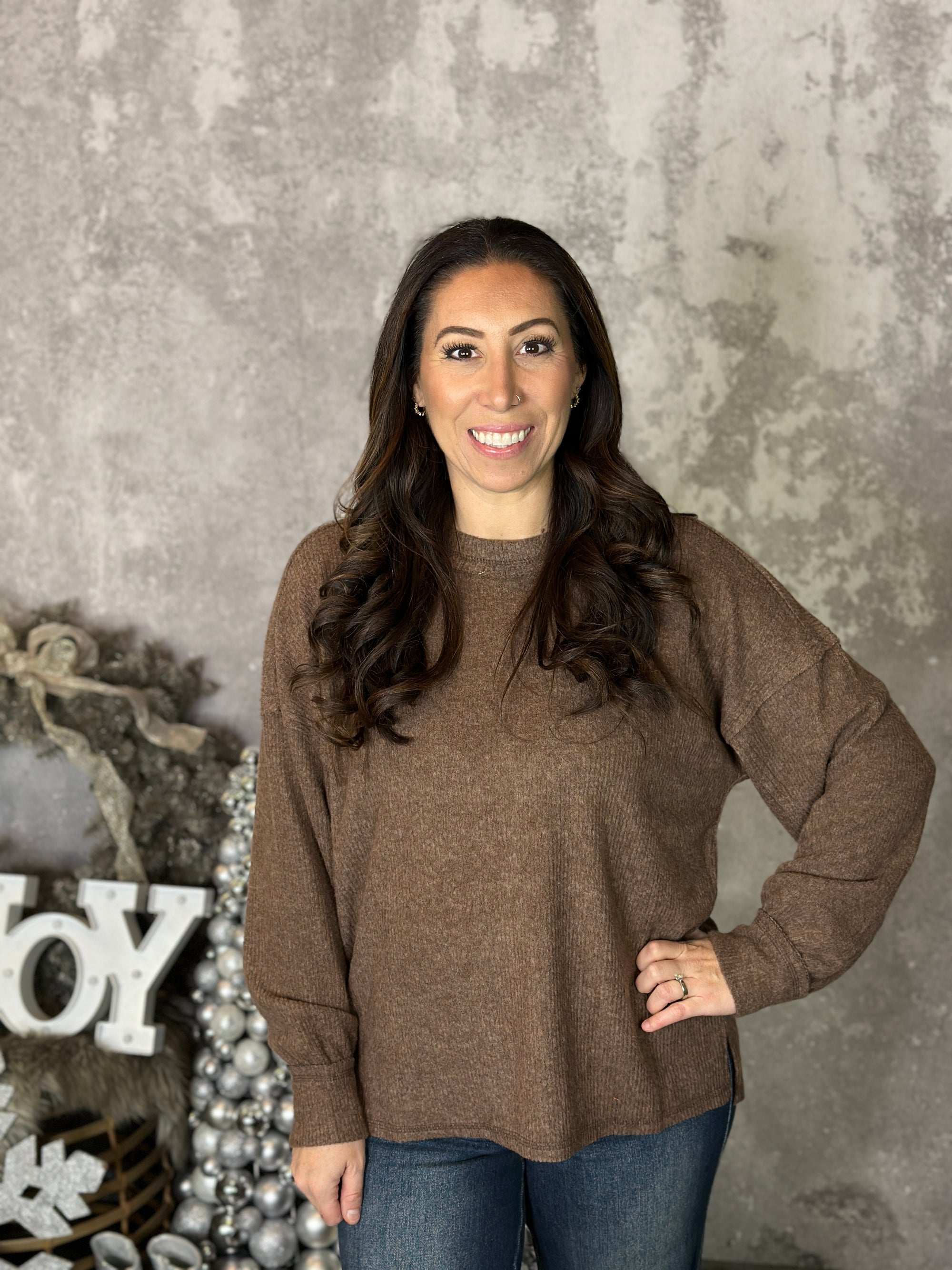 DOORCRASHER - Ribbed Hacci Long Sleeve - Brown (Small - 3X) - FINAL SALE