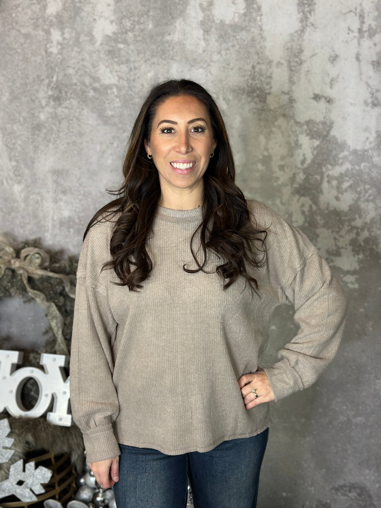 DOORCRASHER - Ribbed Hacci Long Sleeve - Ash Mocha (Small - 3X) - FINAL SALE