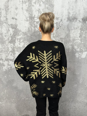 Snowflake Stunner Sweater - Black (Small - 3X)