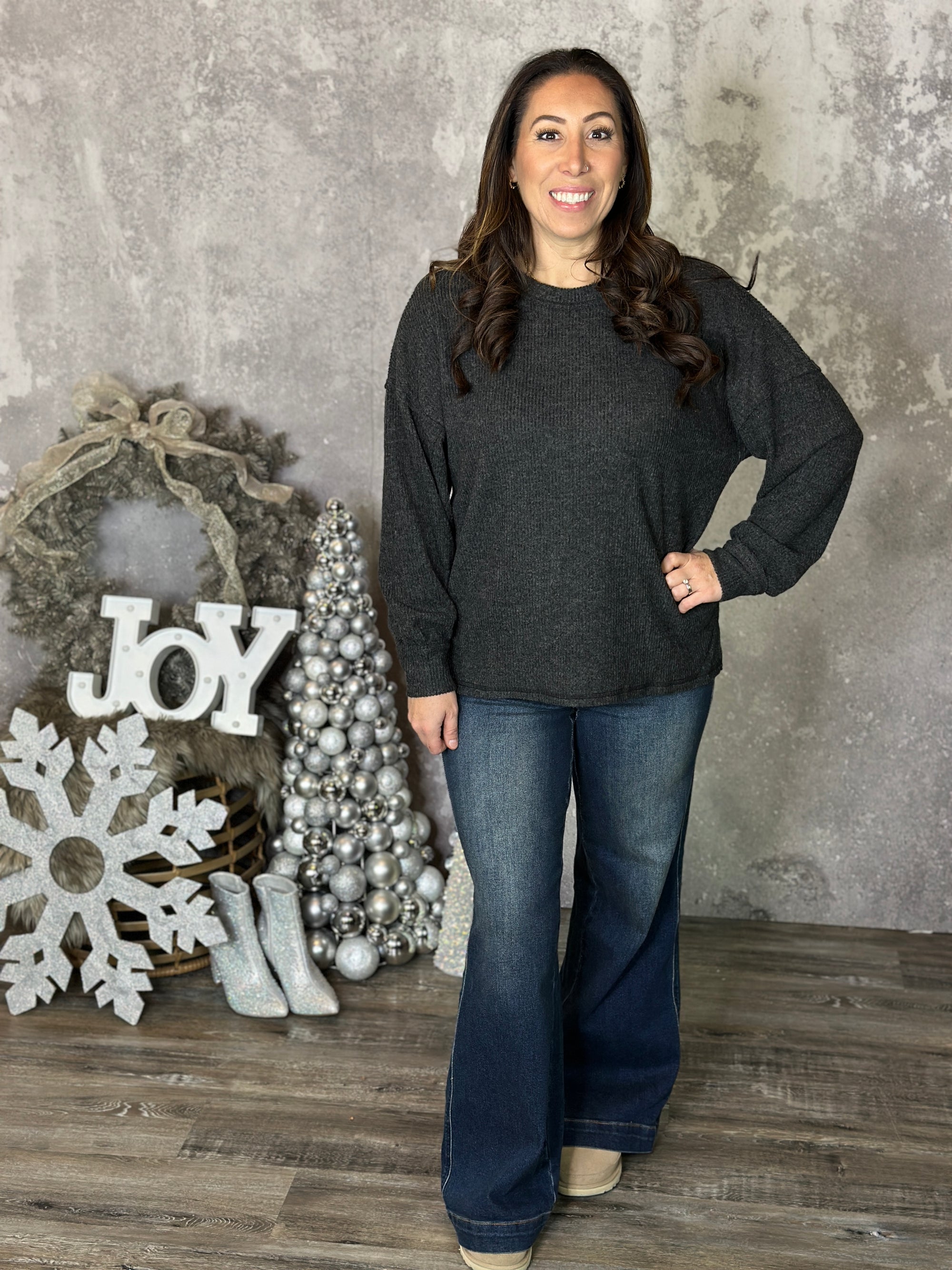 DOORCRASHER - Ribbed Hacci Long Sleeve - Black (Small - 3X) - FINAL SALE