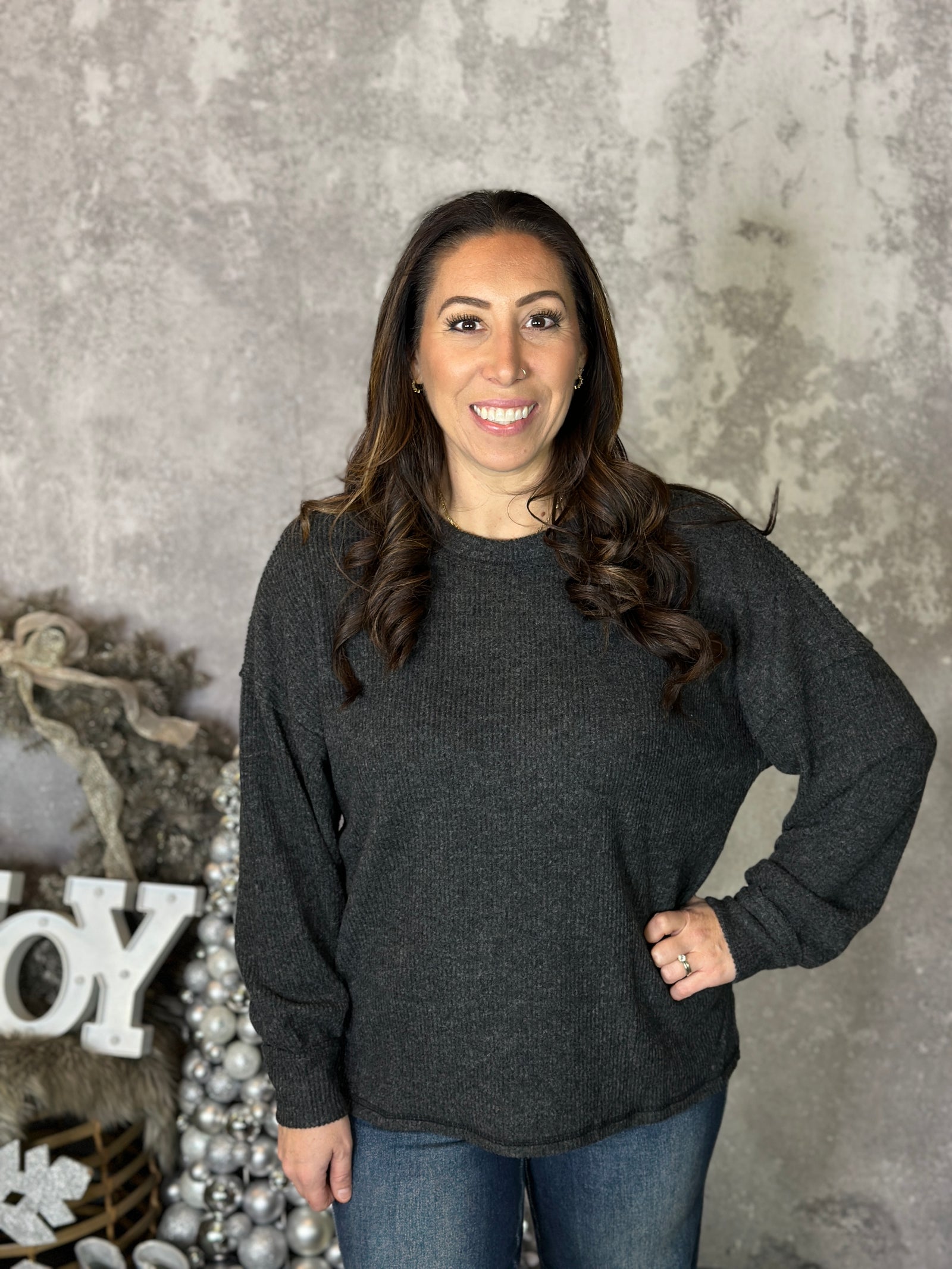 DOORCRASHER - Ribbed Hacci Long Sleeve - Black (Small - 3X) - FINAL SALE