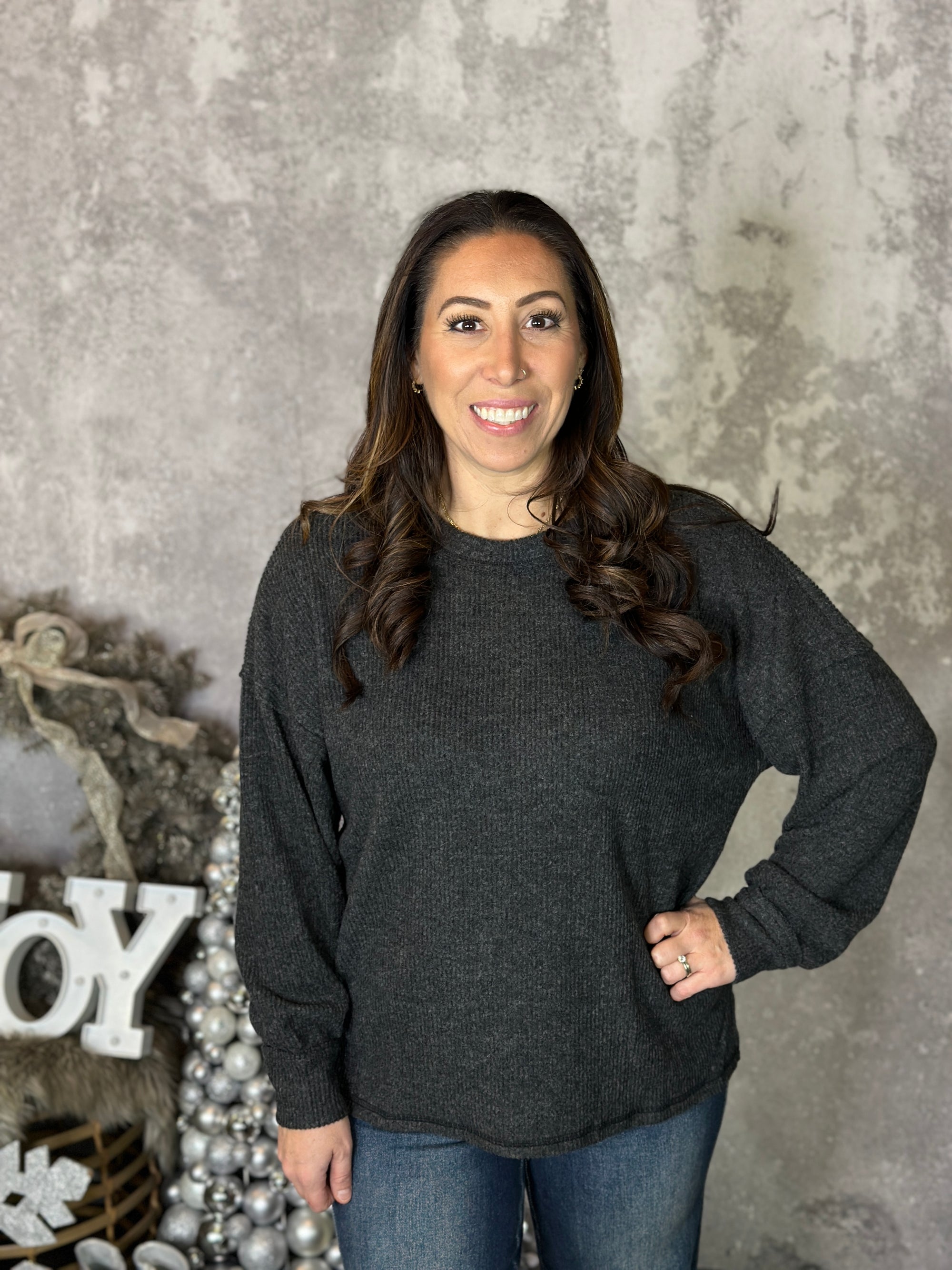 DOORCRASHER - Ribbed Hacci Long Sleeve - Black (Small - 3X) - FINAL SALE