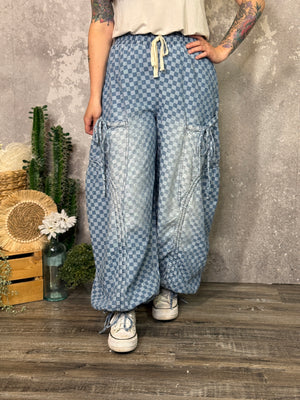 Denim Checker Jogger Pant (Small - 3X)