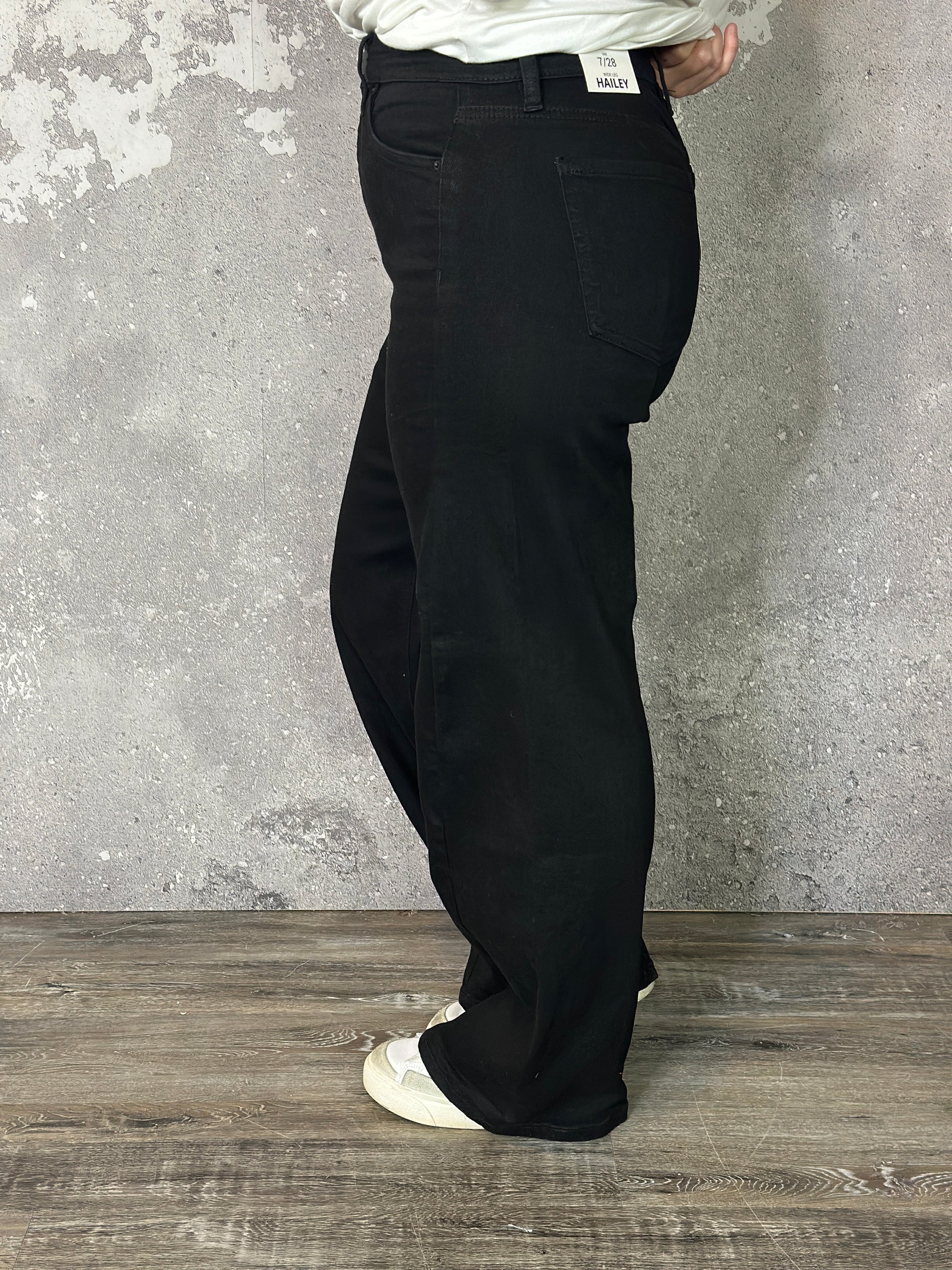 RFM Wide Leg Side Seam Tummy Control Black Jean (sizes 24-24W)