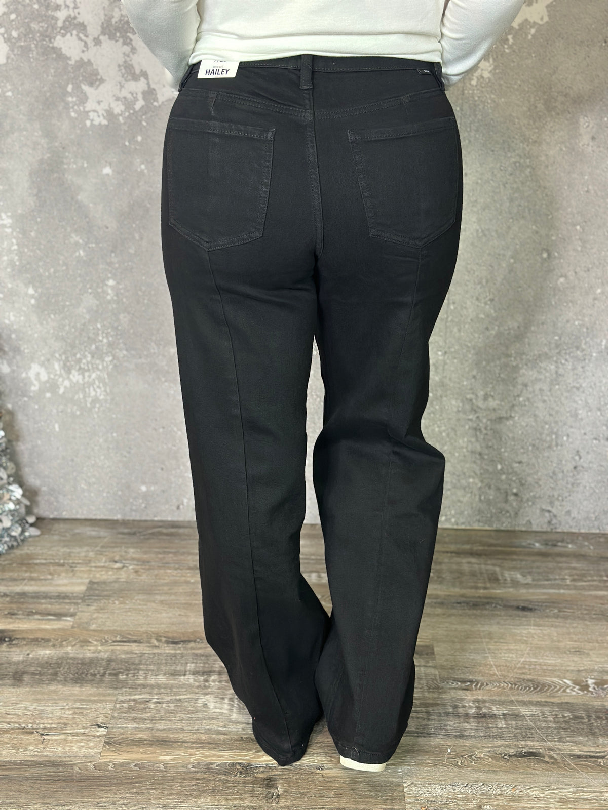 RFM Wide Leg Side Seam Tummy Control Black Jean (sizes 24-24W)