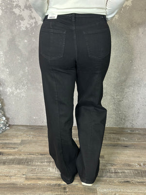 RFM Wide Leg Side Seam Tummy Control Black Jean (sizes 24-24W)