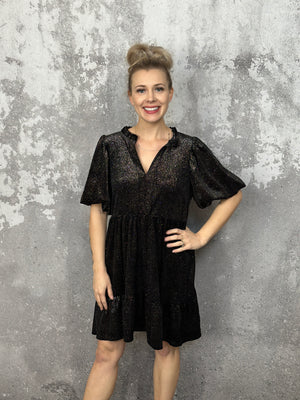 Black Velvet Multicolor Sparkle Dress - FINAL SALE