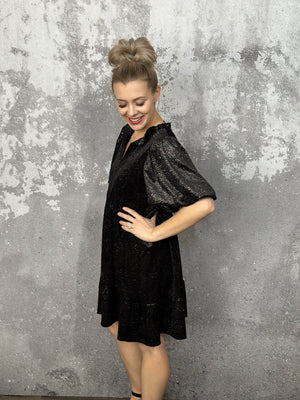 Black Velvet Multicolor Sparkle Dress - FINAL SALE