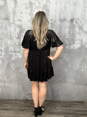 Black Velvet Multicolor Sparkle Dress - FINAL SALE