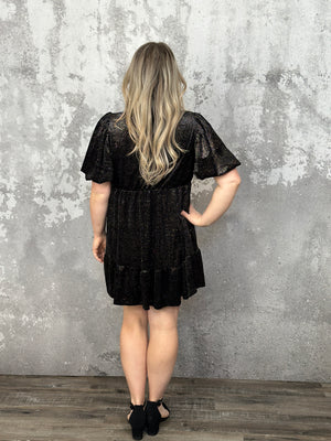 Black Velvet Multicolor Sparkle Dress  (Small - 3X)