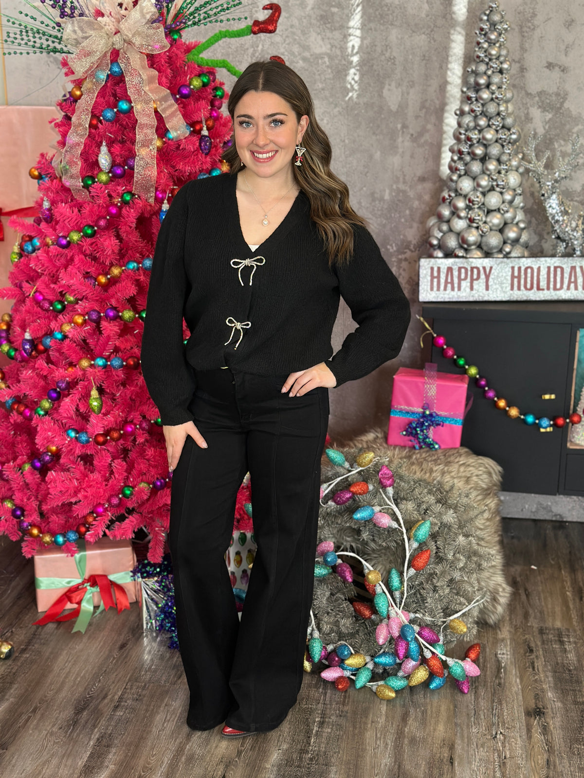 Silver Bow Sweater  - (Small - 3X)