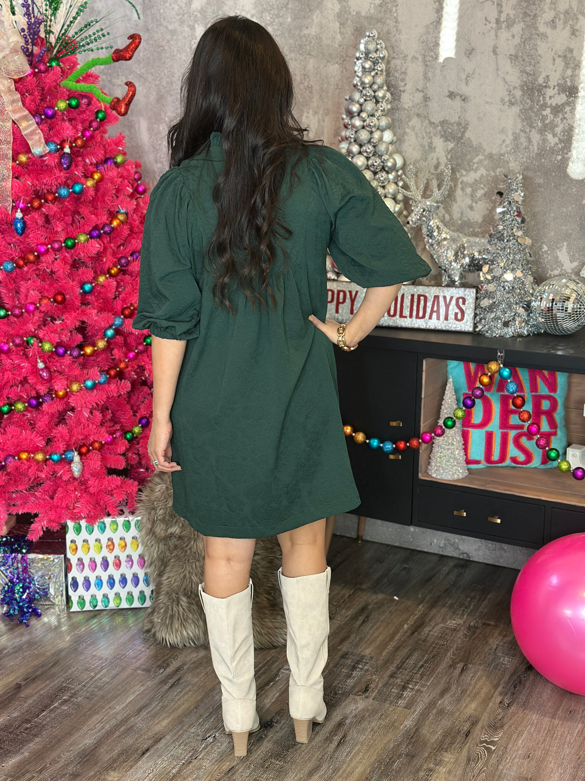 Green Floral Lace Dress (Small - 2X)