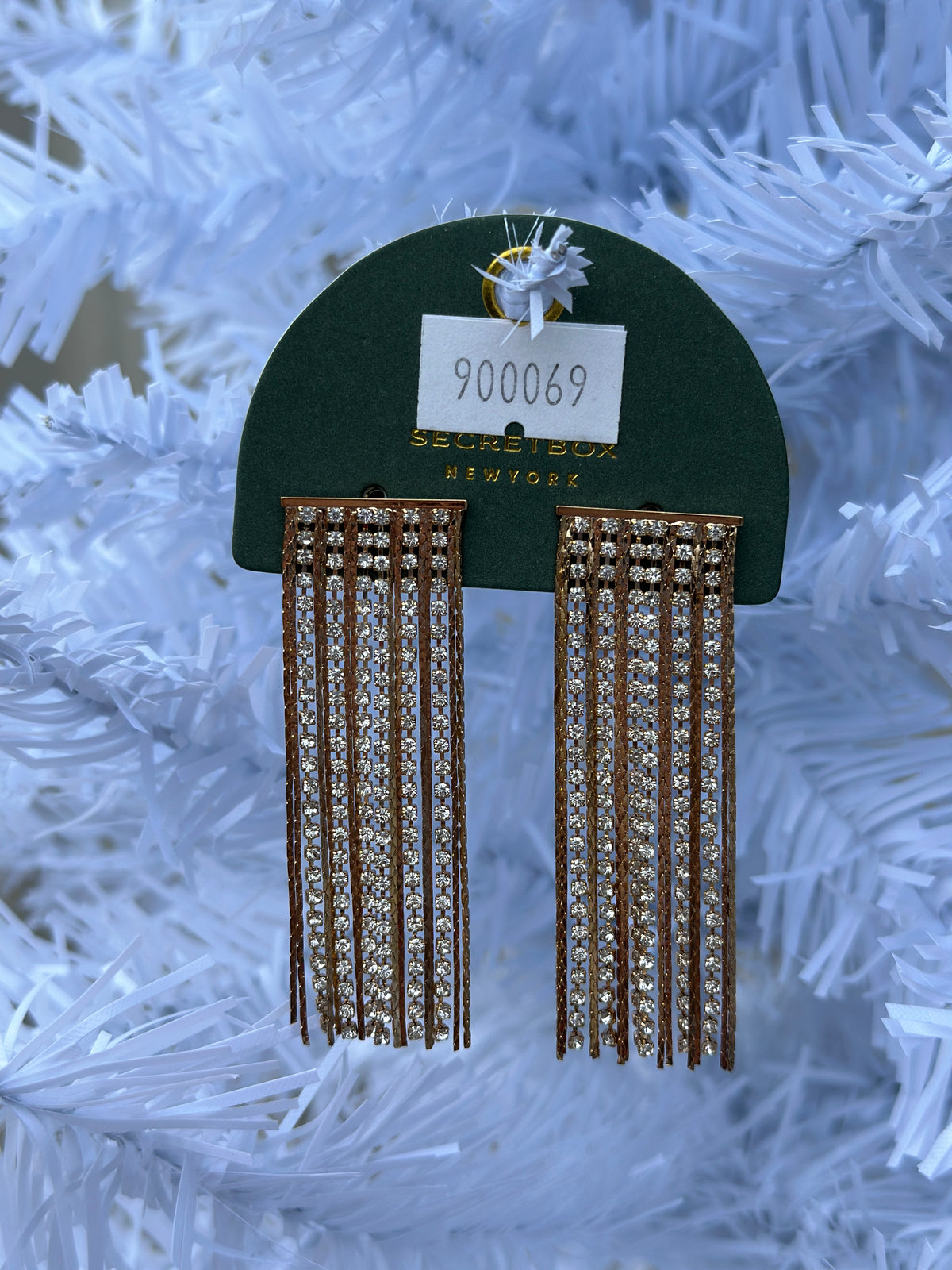 Straight Rhinestone Fringe Statement Earring - 2 Colors