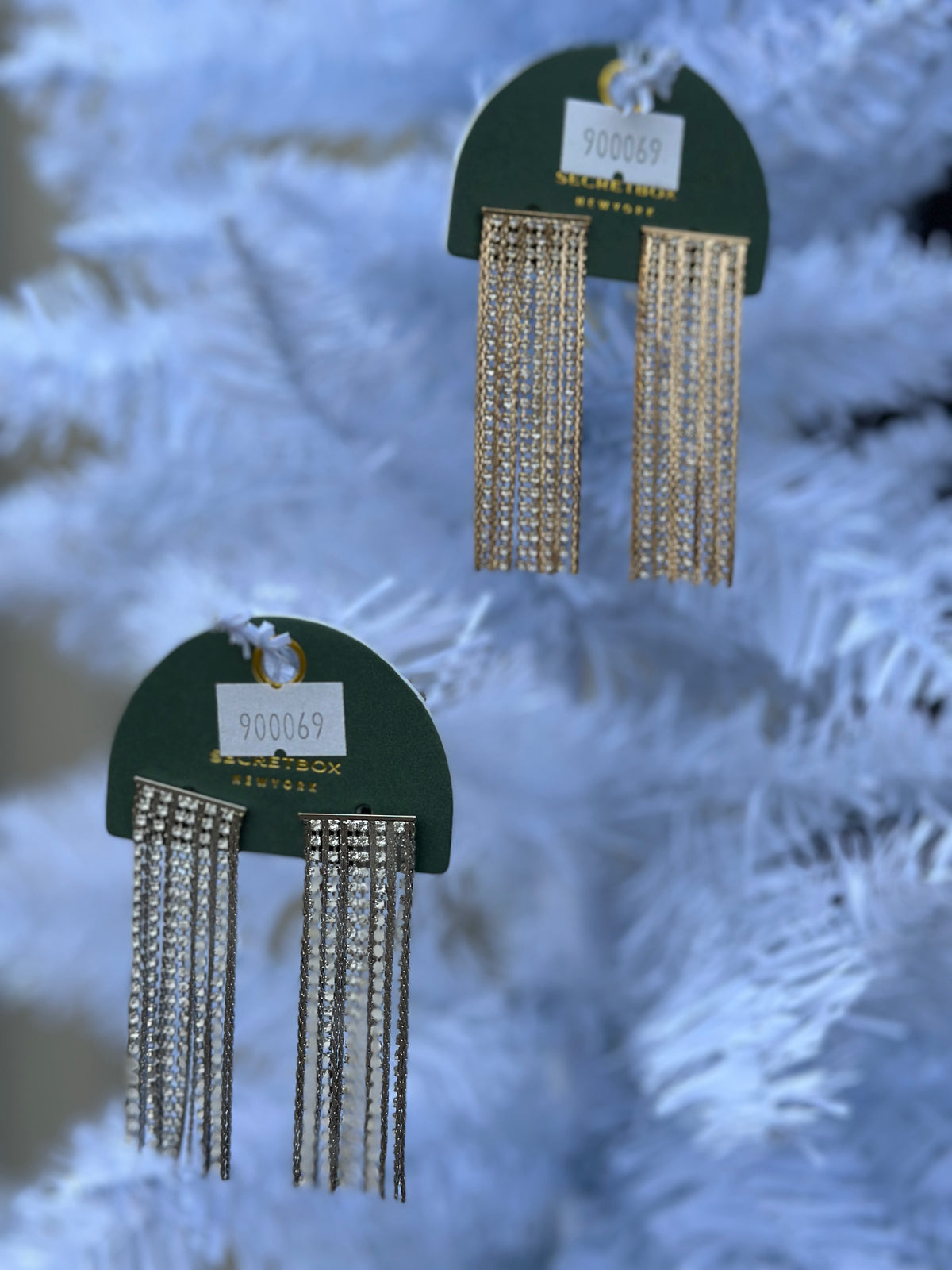 Straight Rhinestone Fringe Statement Earring - 2 Colors