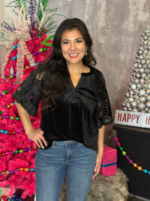 Velvet Sparkle Sleeve Top