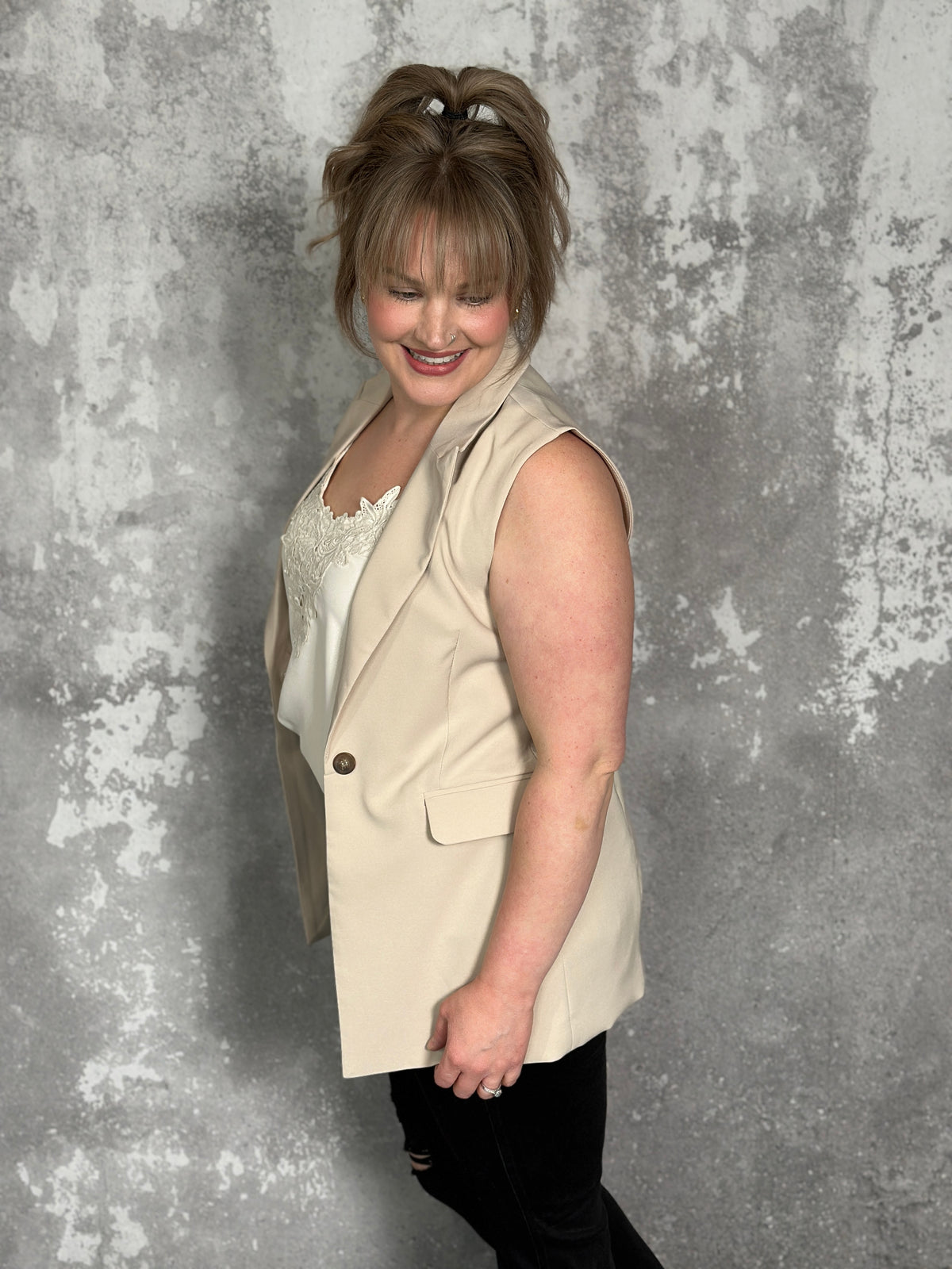 The Blazer Vest - Taupe -  FINAL SALE