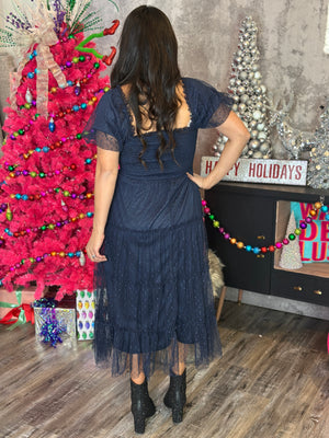 Blue Tule Polkadot Dress