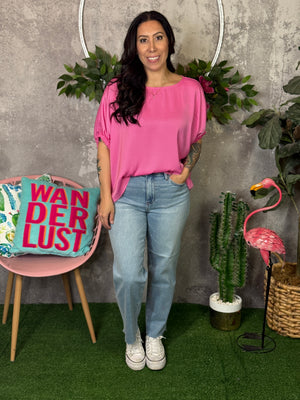 Pink Dolman Flow Top